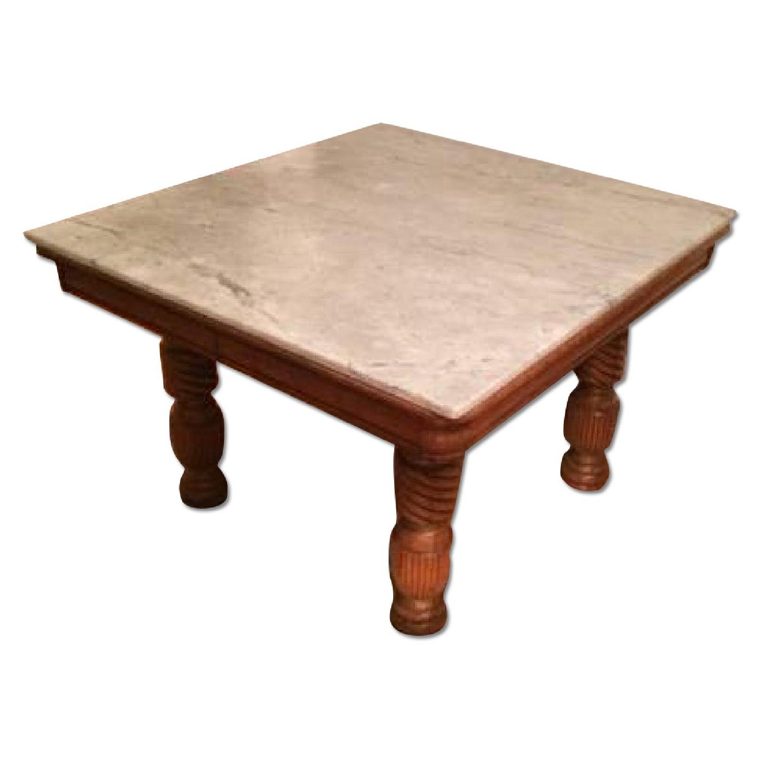 Antique Cherrywood & Marble Top End Tables