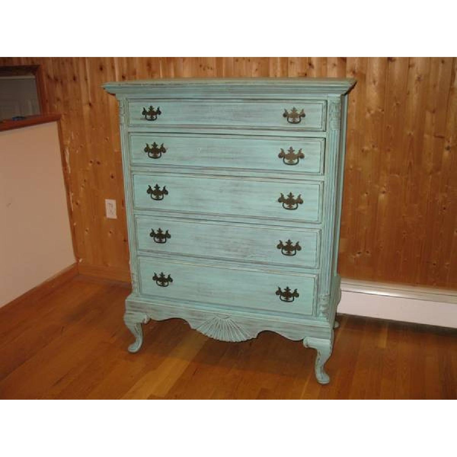 Shabby Chic Beachy Aqua Tall Dresser - image-1