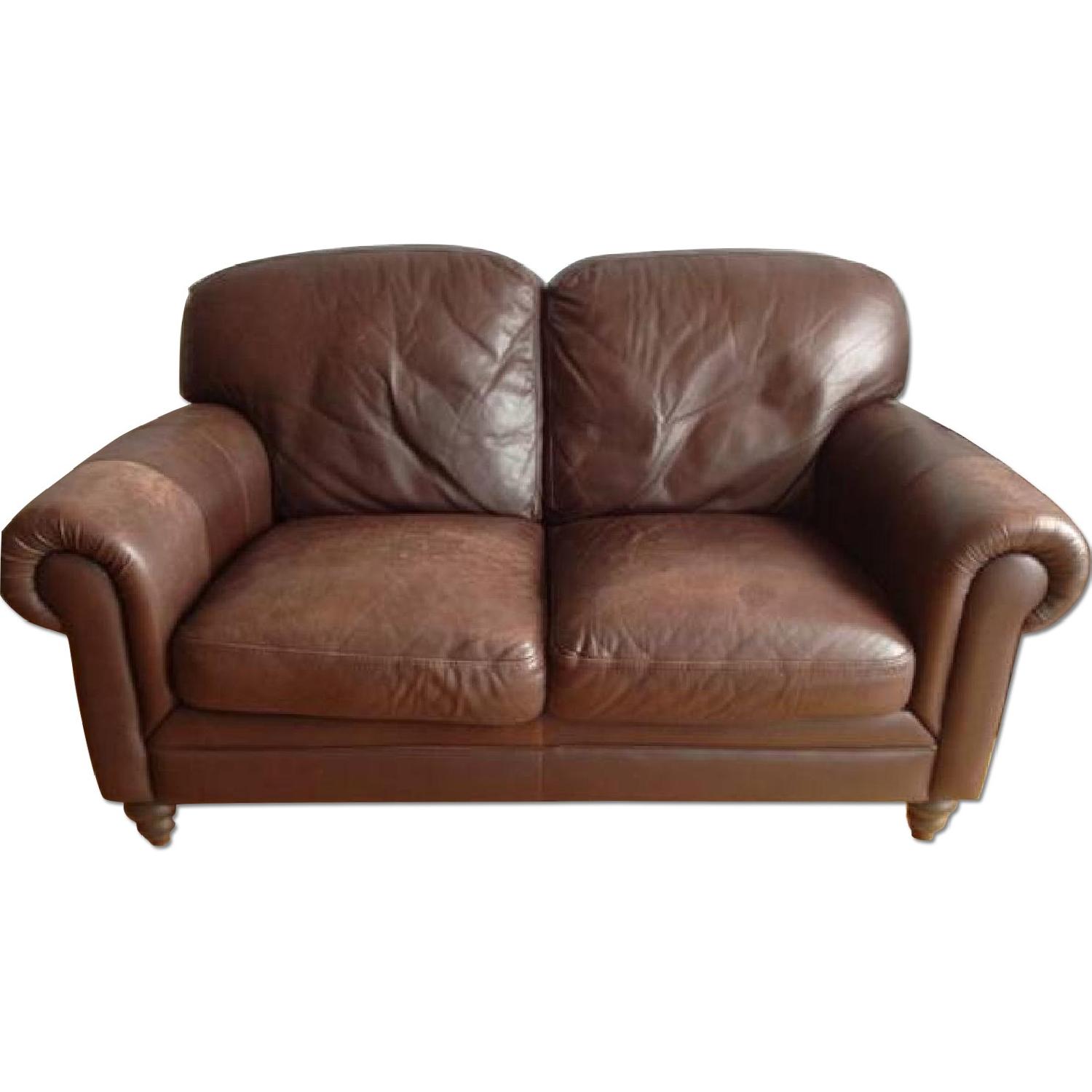 Brown Leather Love Seat