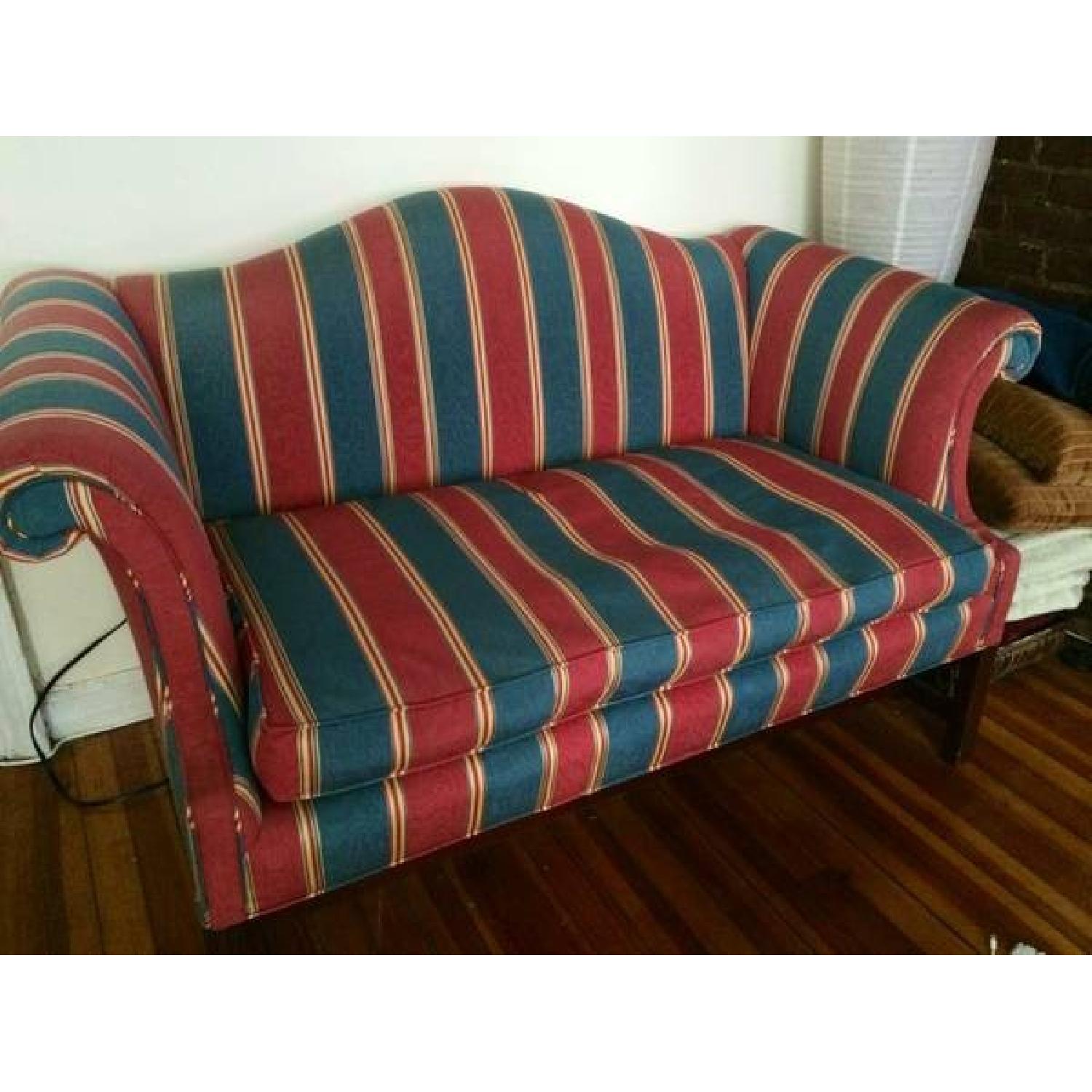 Blue and Red Striped Couch - image-1