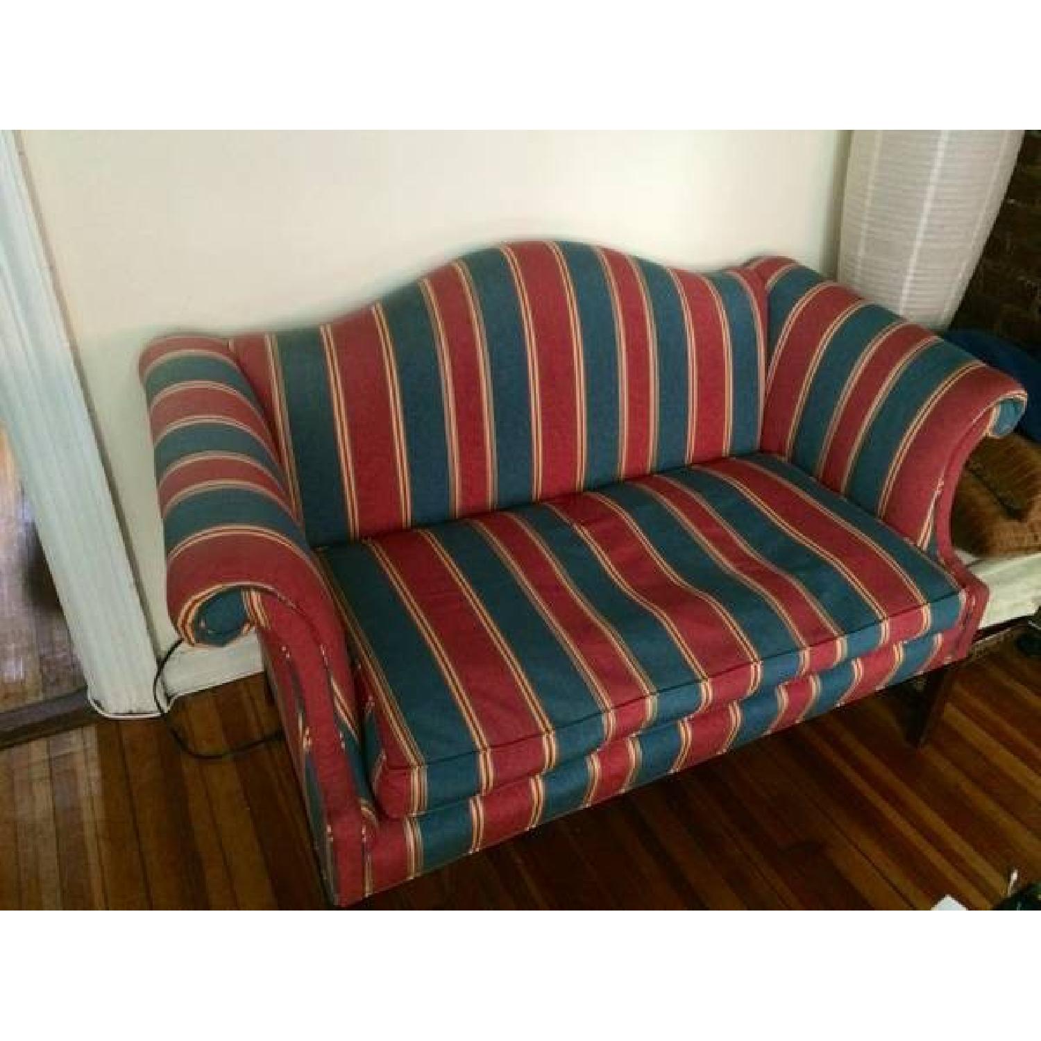 Blue and Red Striped Couch - image-2