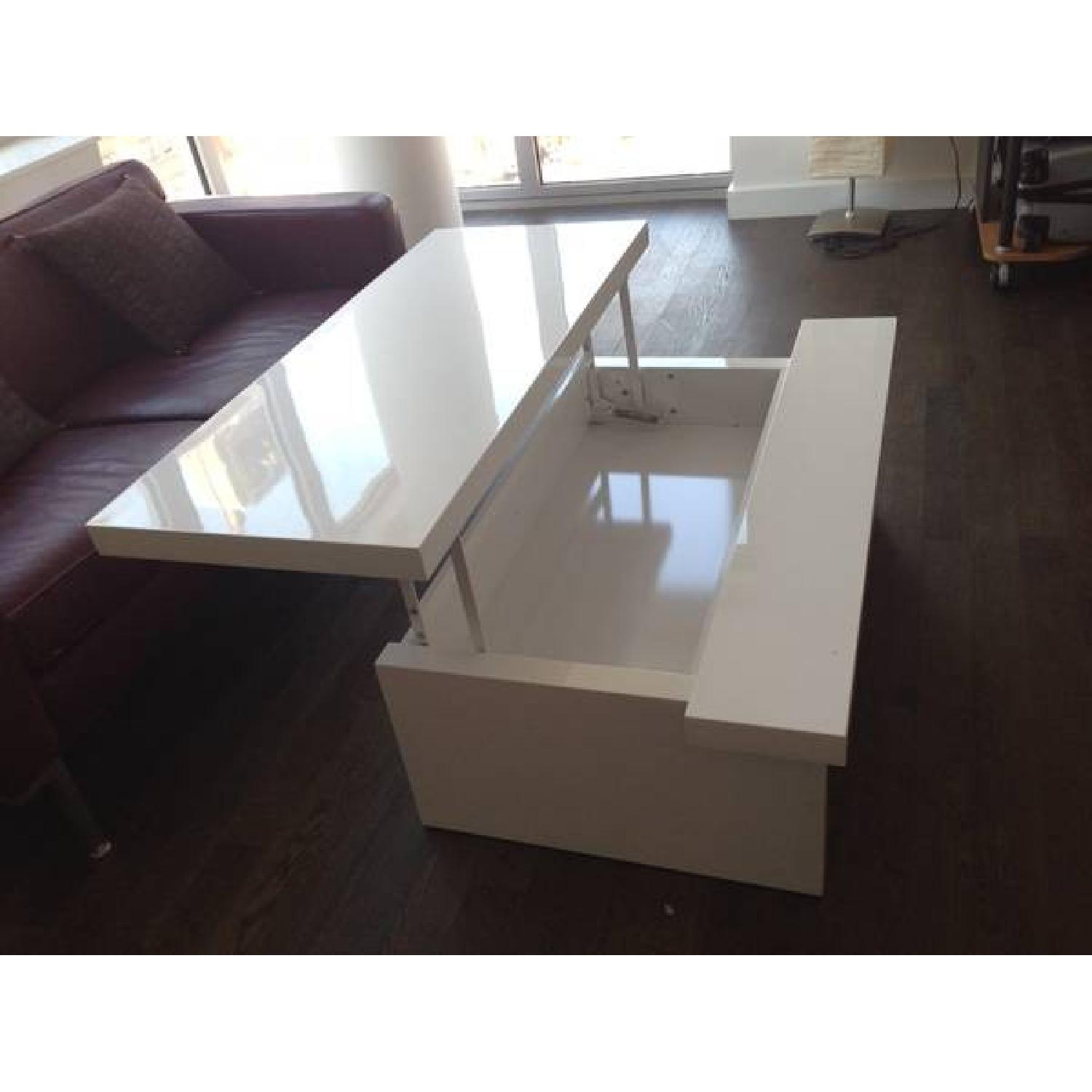 White Convertible Storage Coffee Table - Thumbnail 4