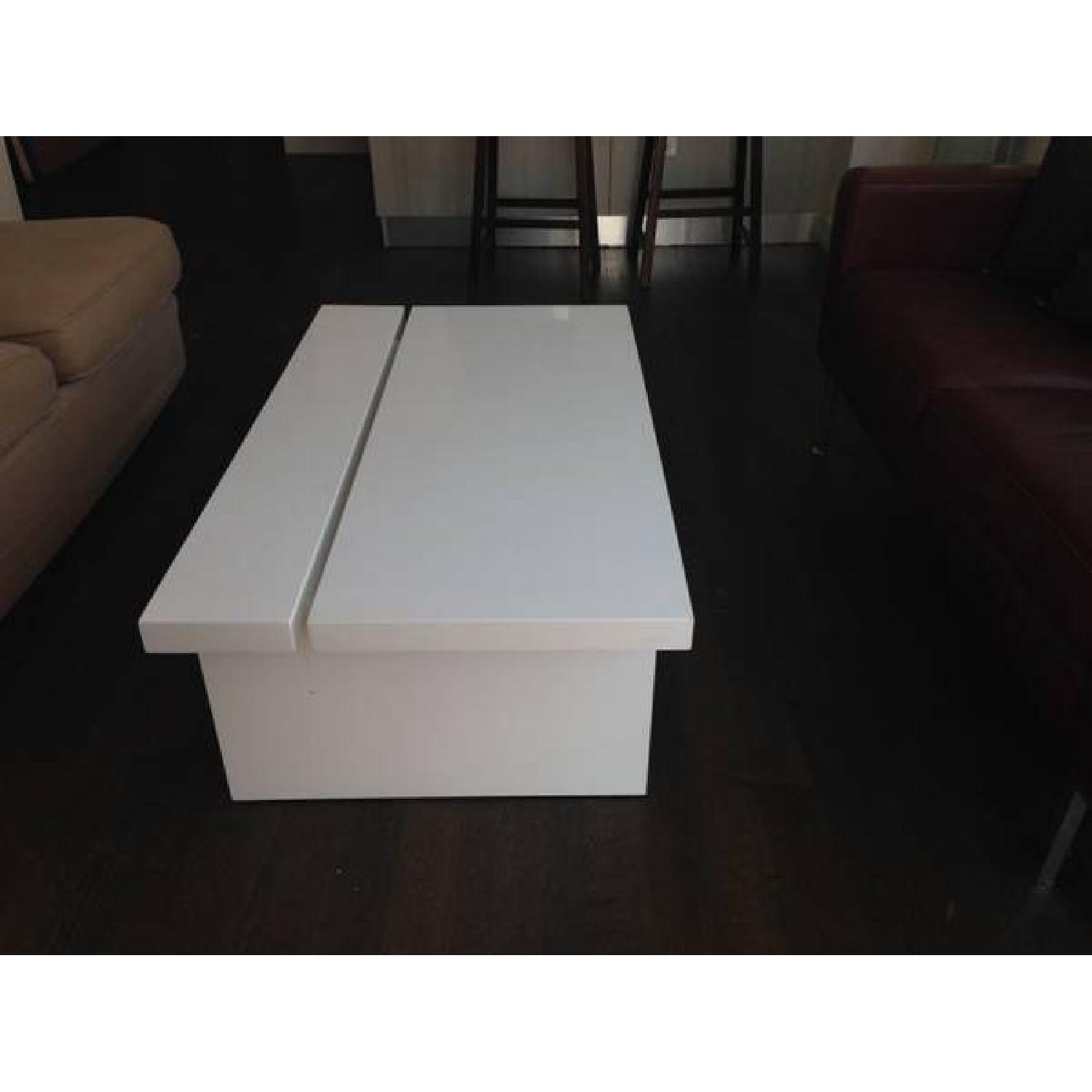 White Convertible Storage Coffee Table - image-2