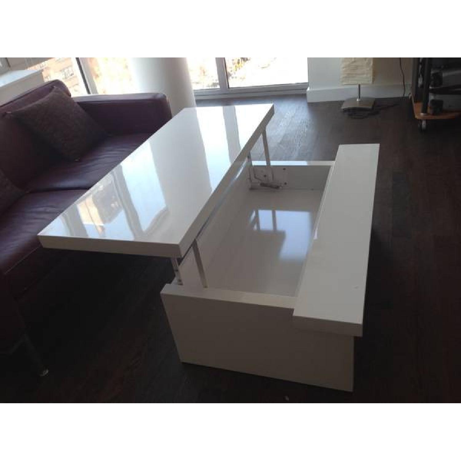 White Convertible Storage Coffee Table - Thumbnail 2