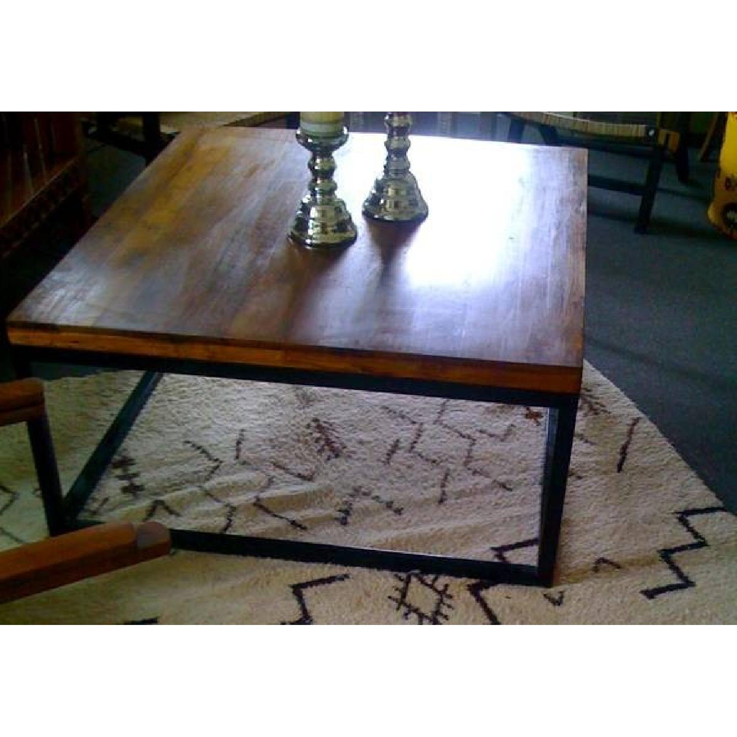 Large Reclaimed Teak Iron Base Coffee Table - image-1