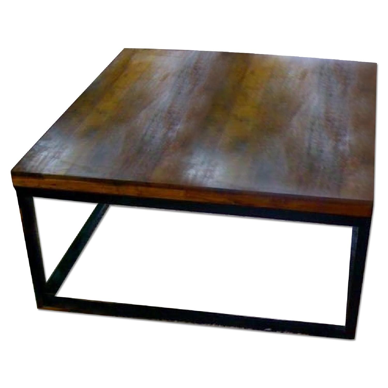 Large Reclaimed Teak Iron Base Coffee Table AptDeco