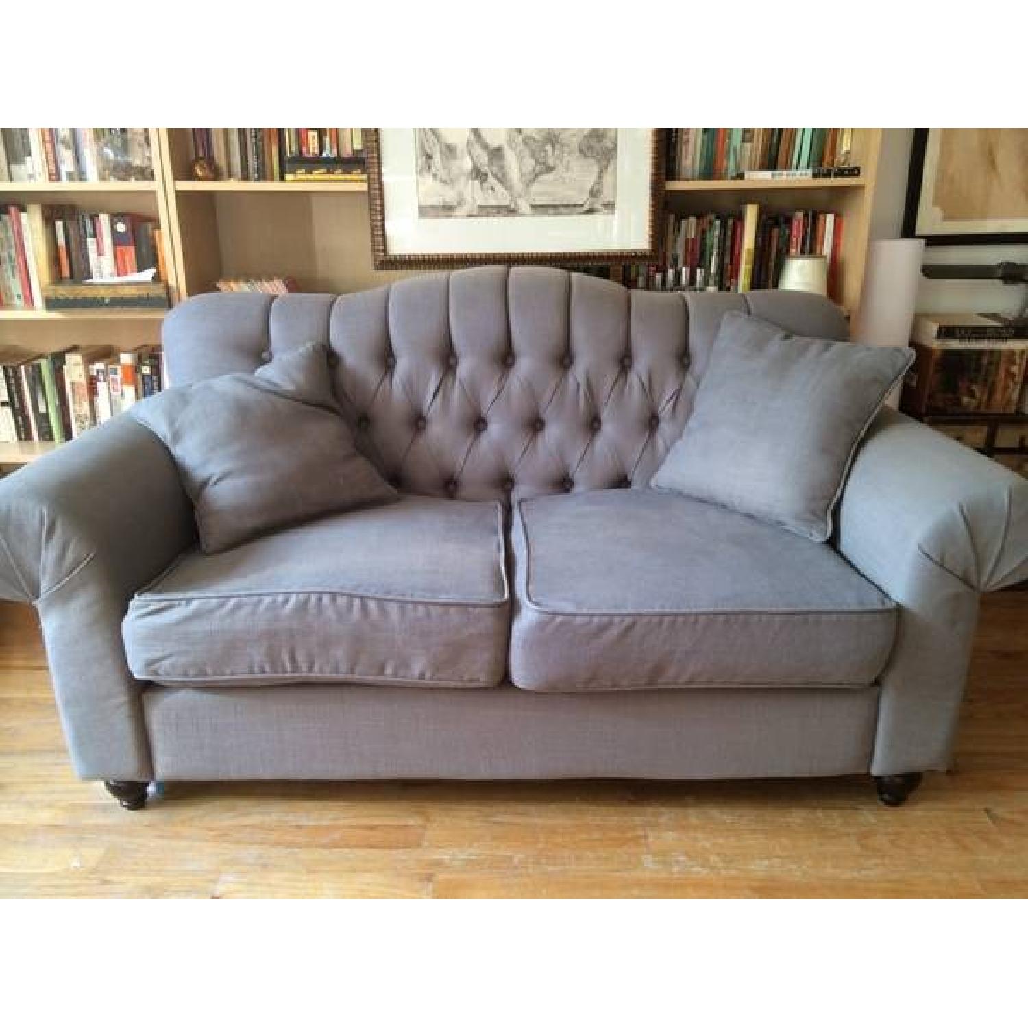 Bluish grey Tufted Chesterfield Sofa - image-3
