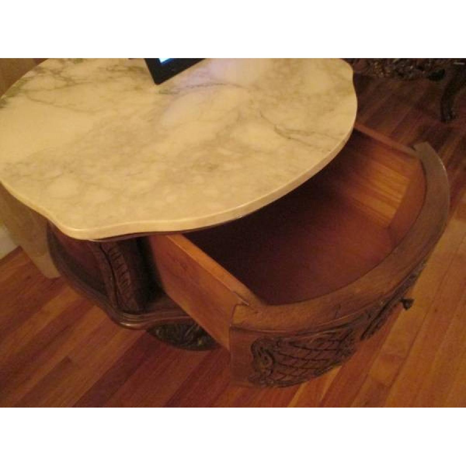 Carved Wood, Decorative Marble-Top Standalone Table - image-2