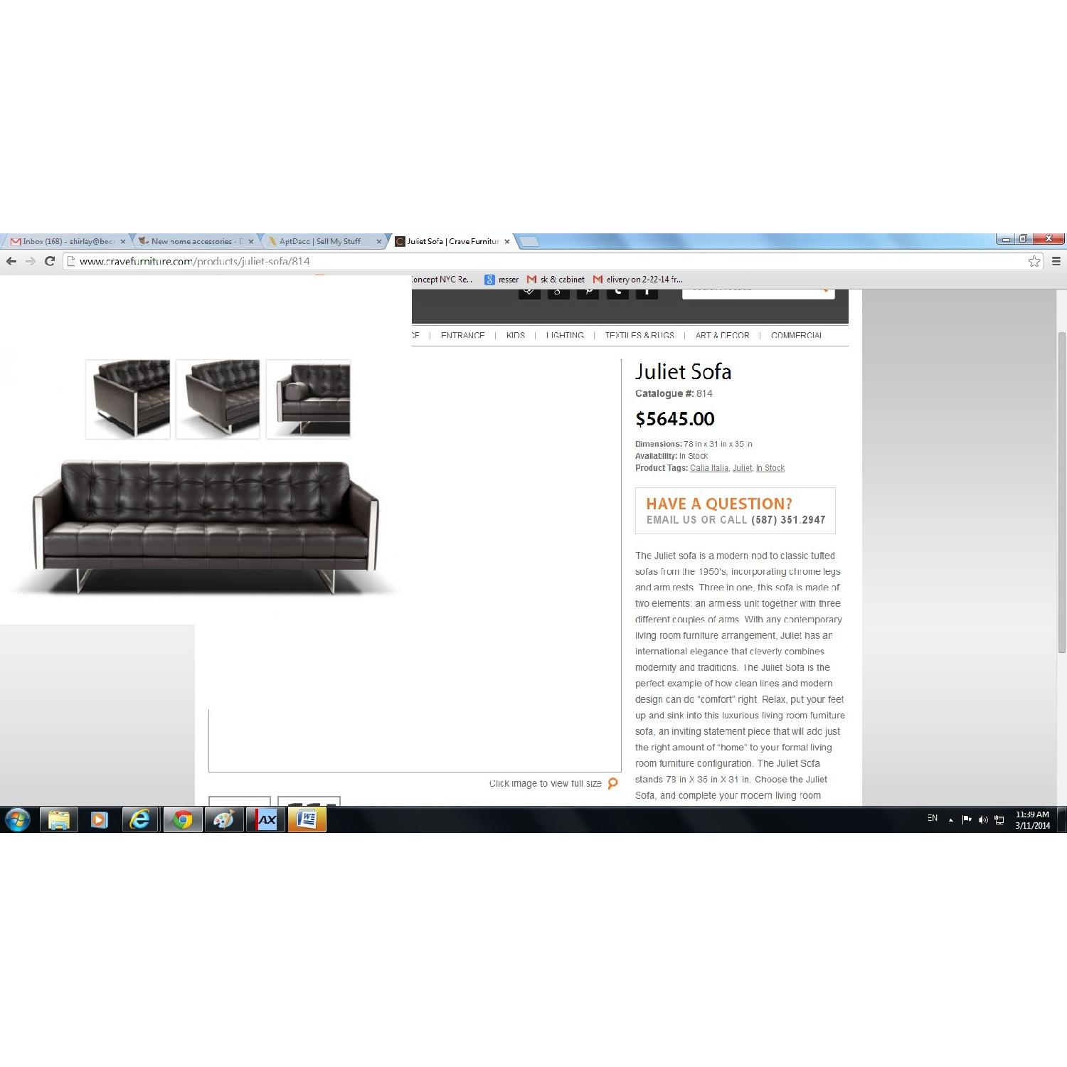 CaliaItalia Brown Leather Sofa - image-1