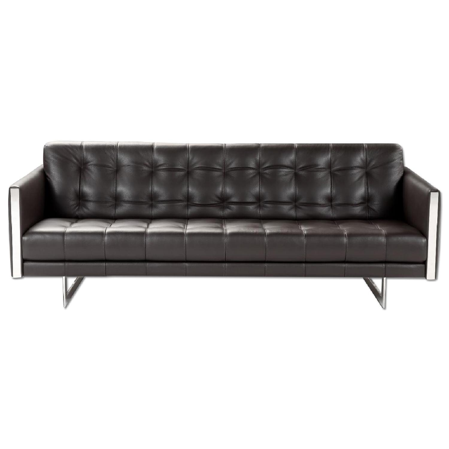 CaliaItalia Brown Leather Sofa - image-0