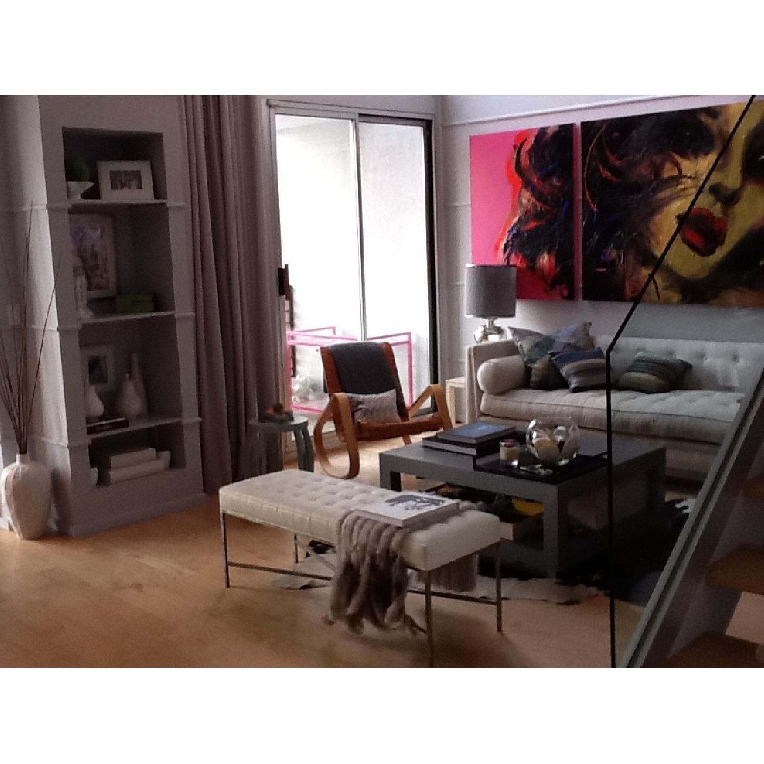 AD Verified: Custom Light Grey Velour Sofa - image-1