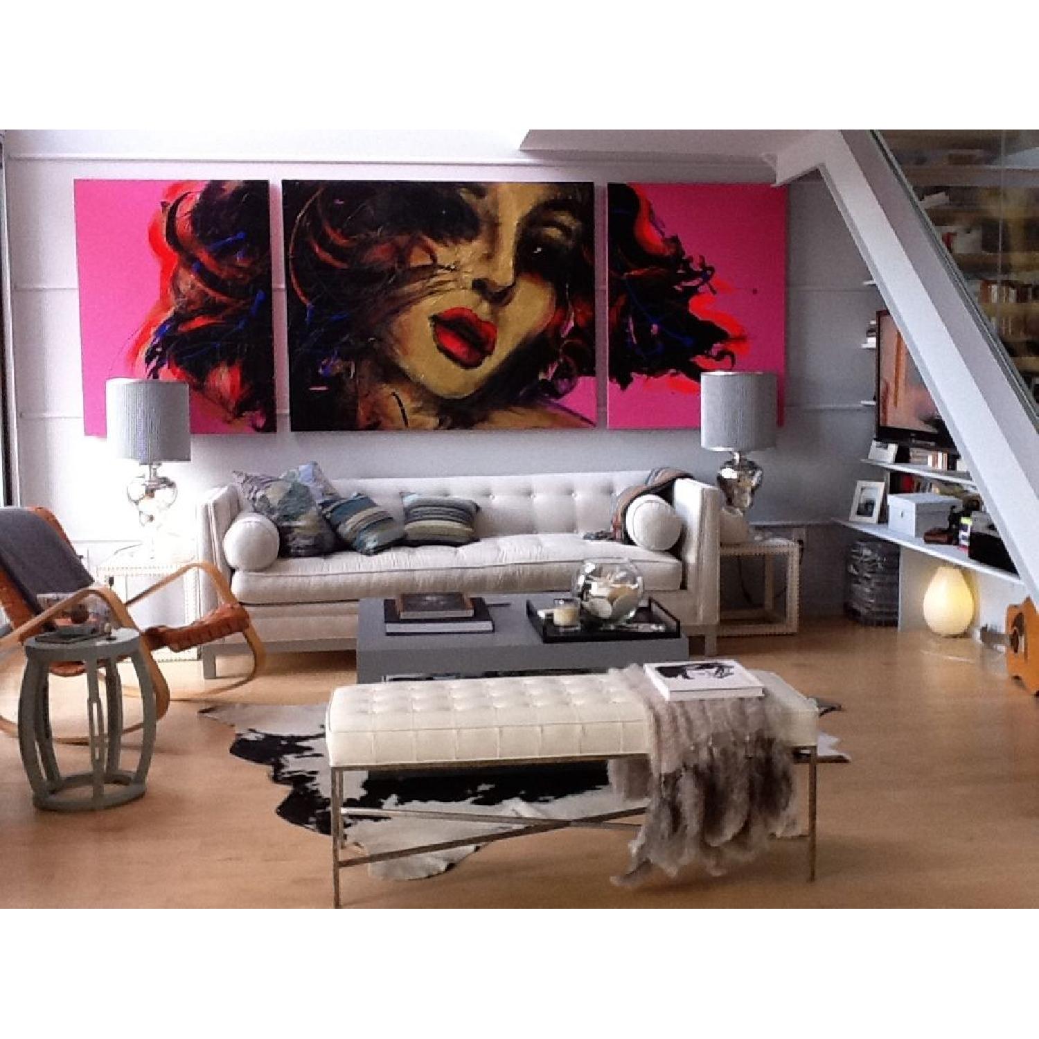 AD Verified: Custom Light Grey Velour Sofa - image-3