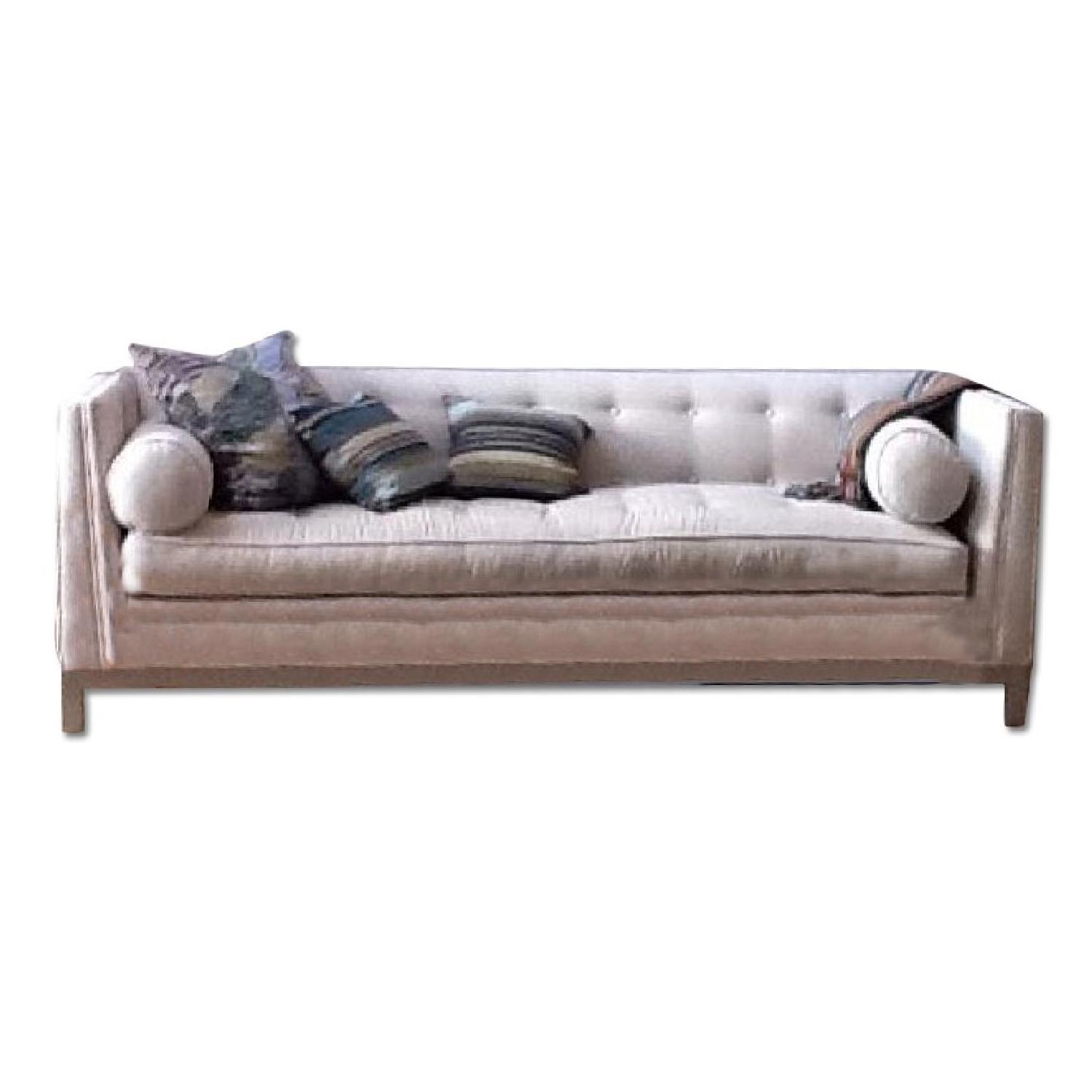 AD Verified: Custom Light Grey Velour Sofa - image-4