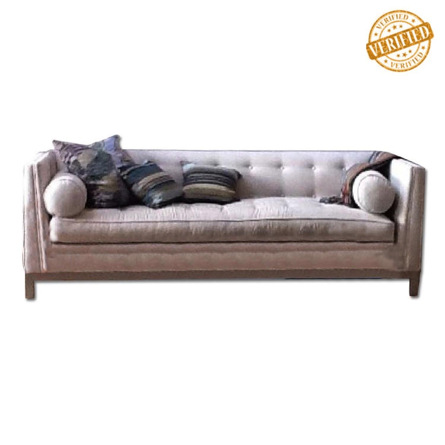 AD Verified: Custom Light Grey Velour Sofa