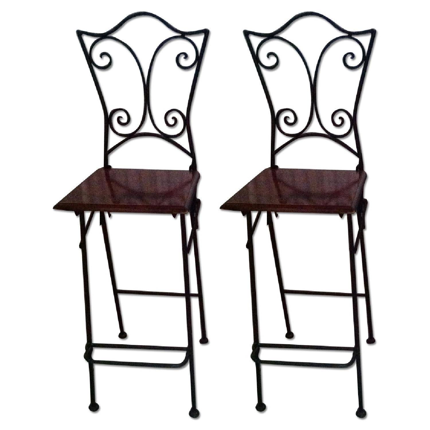 Wrought Iron/Wood Bar Stools