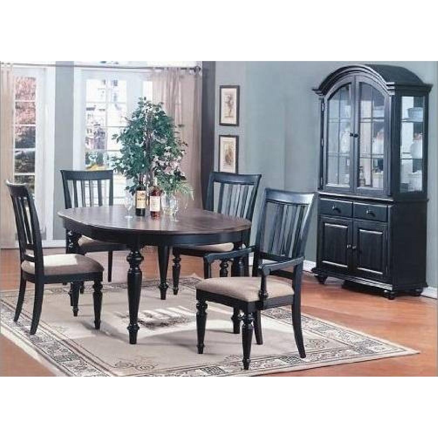 Dark Wood Dining Set Table With 4 Chairs - image-2