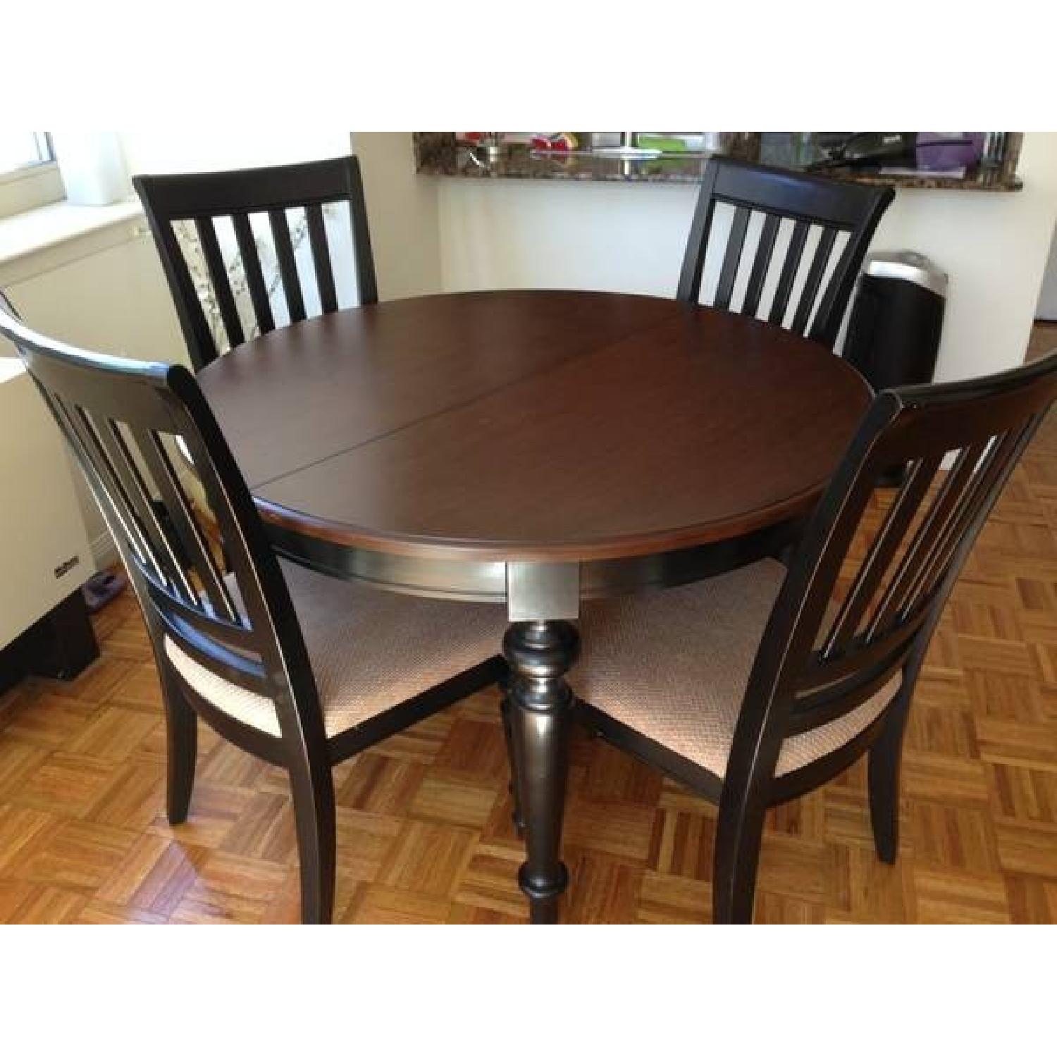 Dark Wood Dining Set Table With 4 Chairs - Thumbnail 2