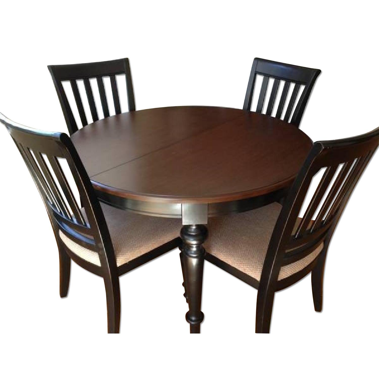 Dark Wood Dining Set Table With 4 Chairs