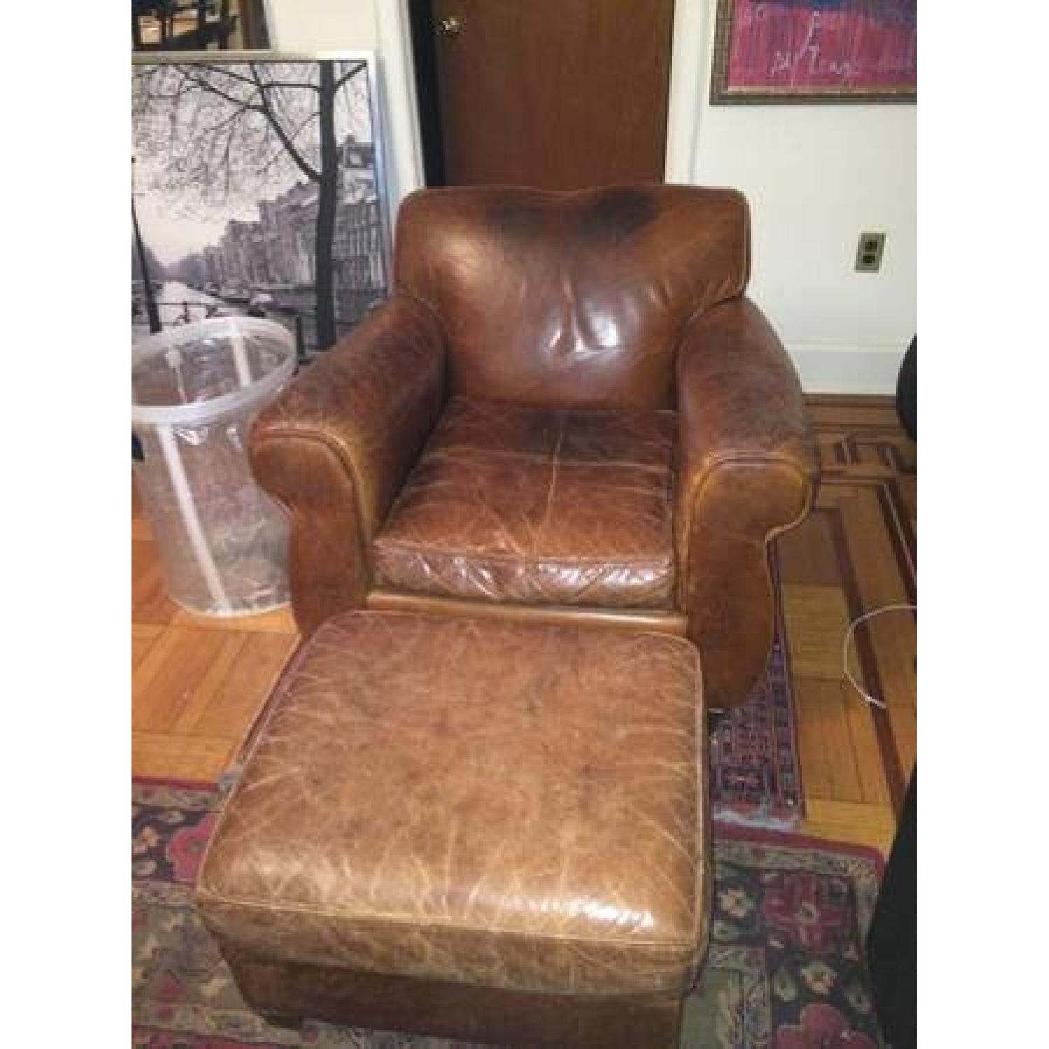 Charles Rogers Leather Chair and Ottoman - image-1