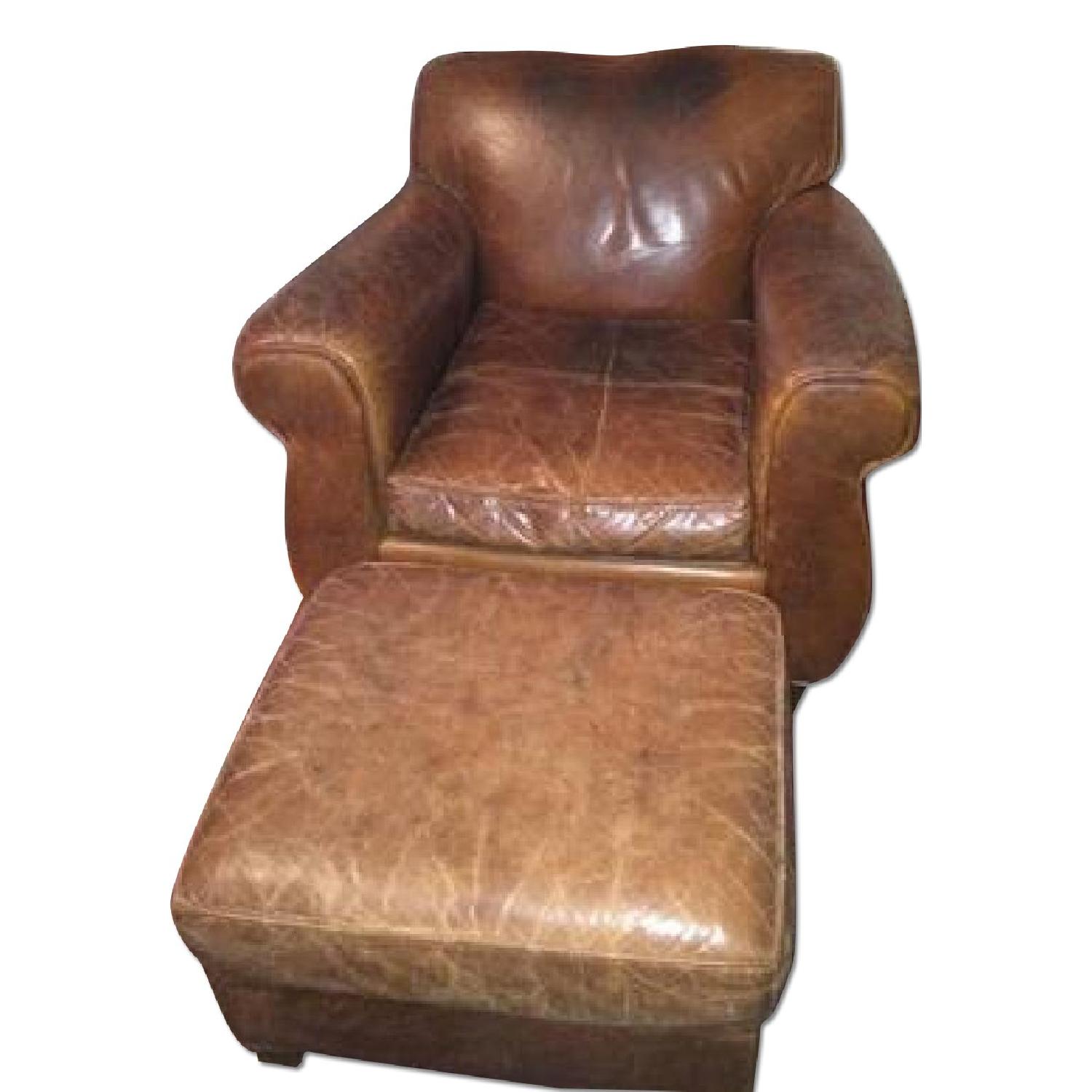 Charles Rogers Leather Chair and Ottoman - image-0