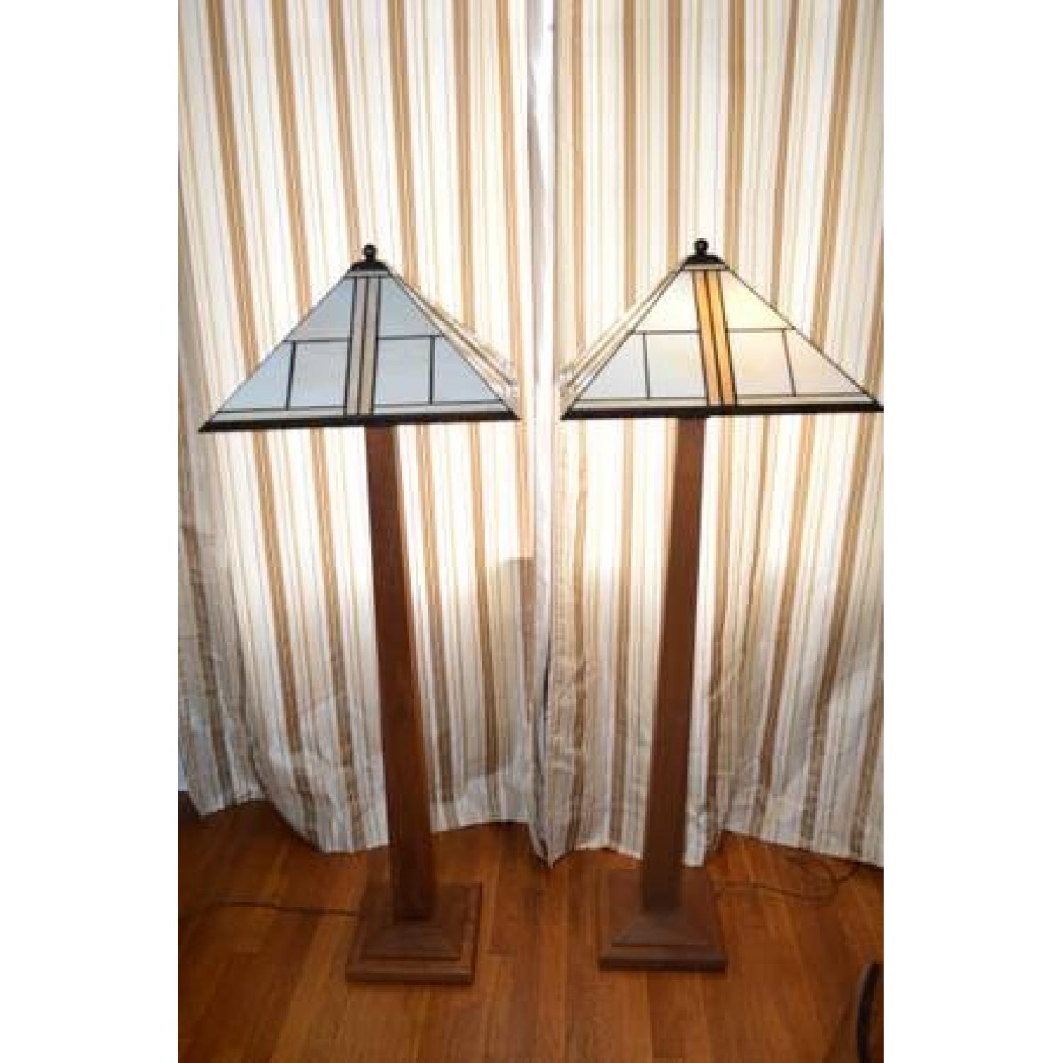 Stickley Floor Lamp W Leaded Art Glass Shade - image-3