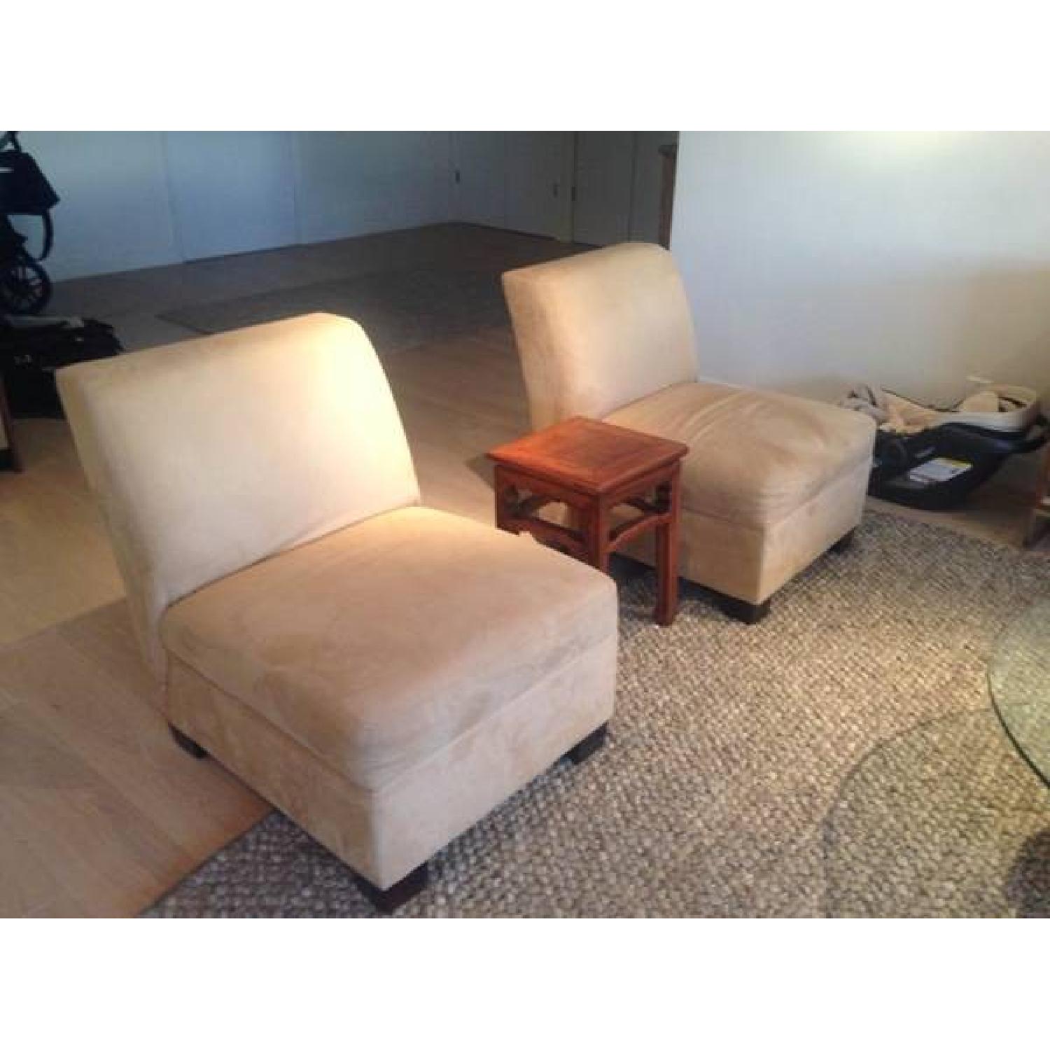 Pottery Barn Upholstered Slipper Chairs - image-2