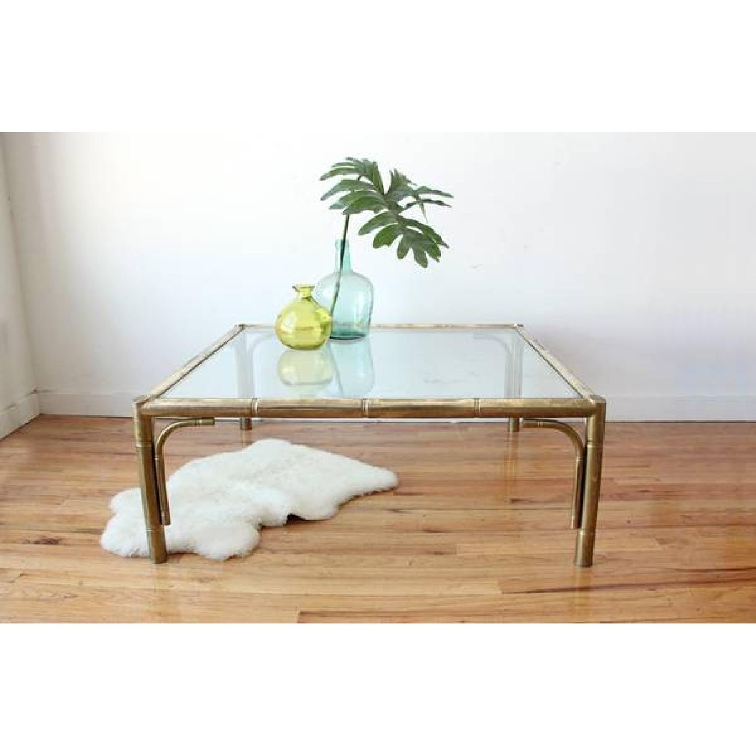 Large Brass Bamboo Coffee Table - Thumbnail 2