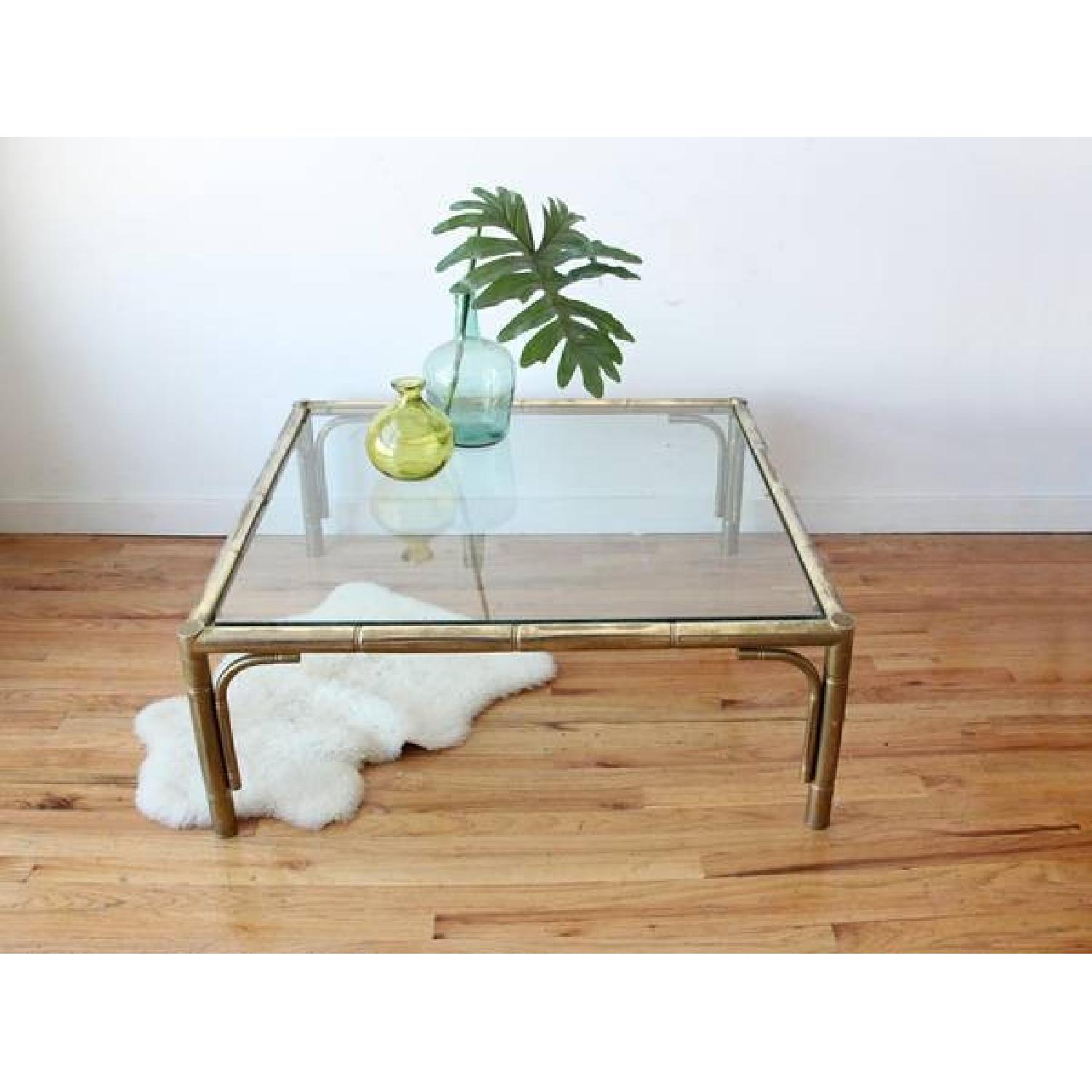 Large Brass Bamboo Coffee Table