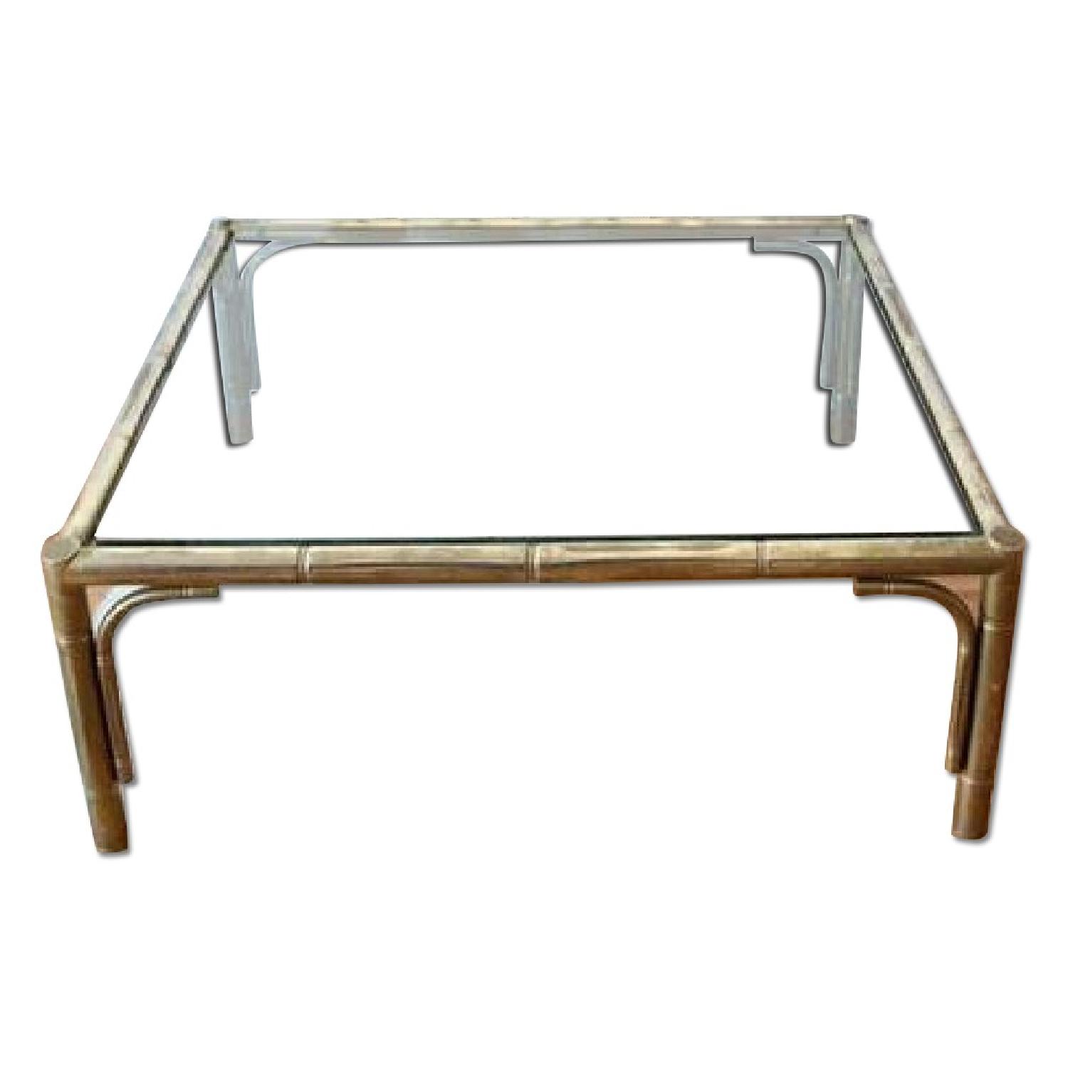 Large Brass Bamboo Coffee Table - image-0