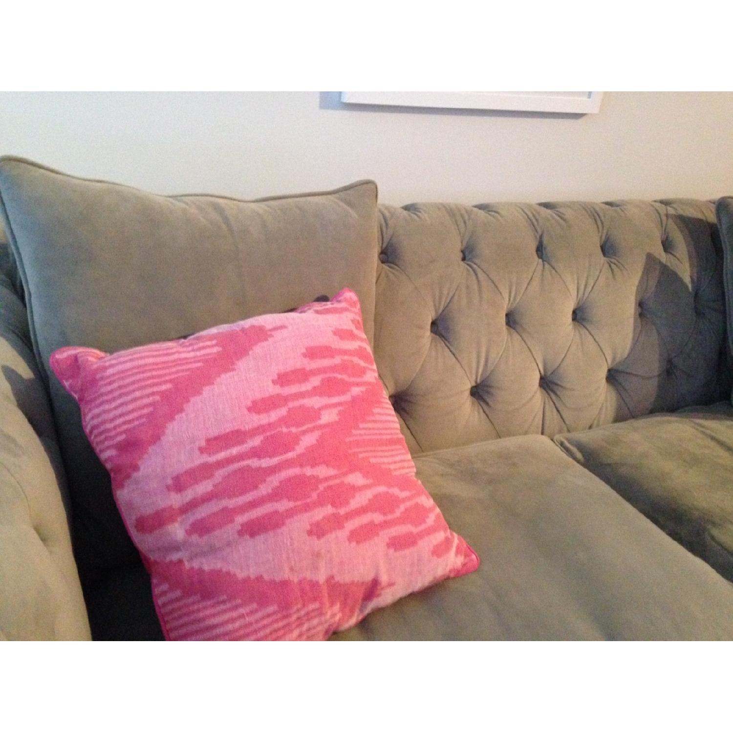 Macy's Grey Tufted Sofa - Martha Stewart Collection - image-3