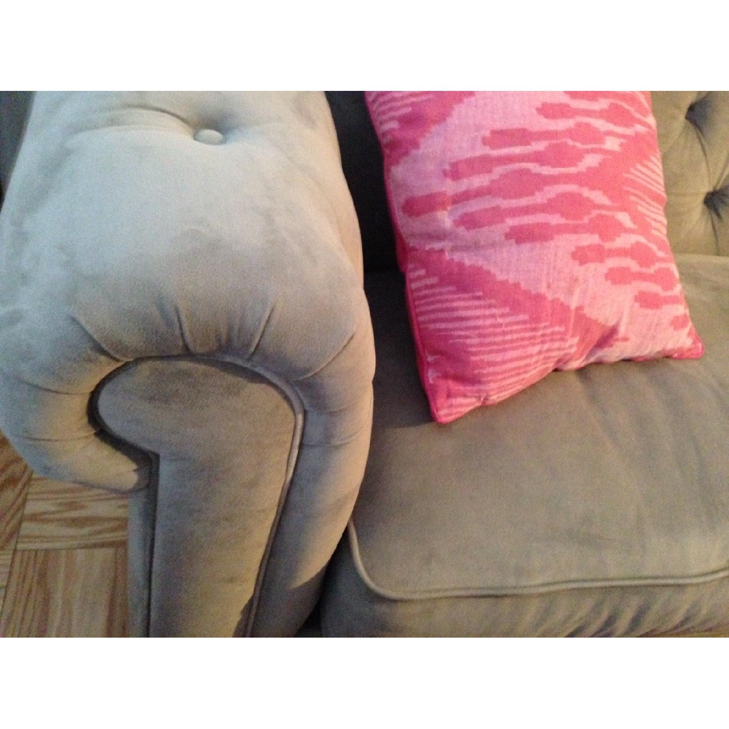 Macy's Grey Tufted Sofa - Martha Stewart Collection - image-4