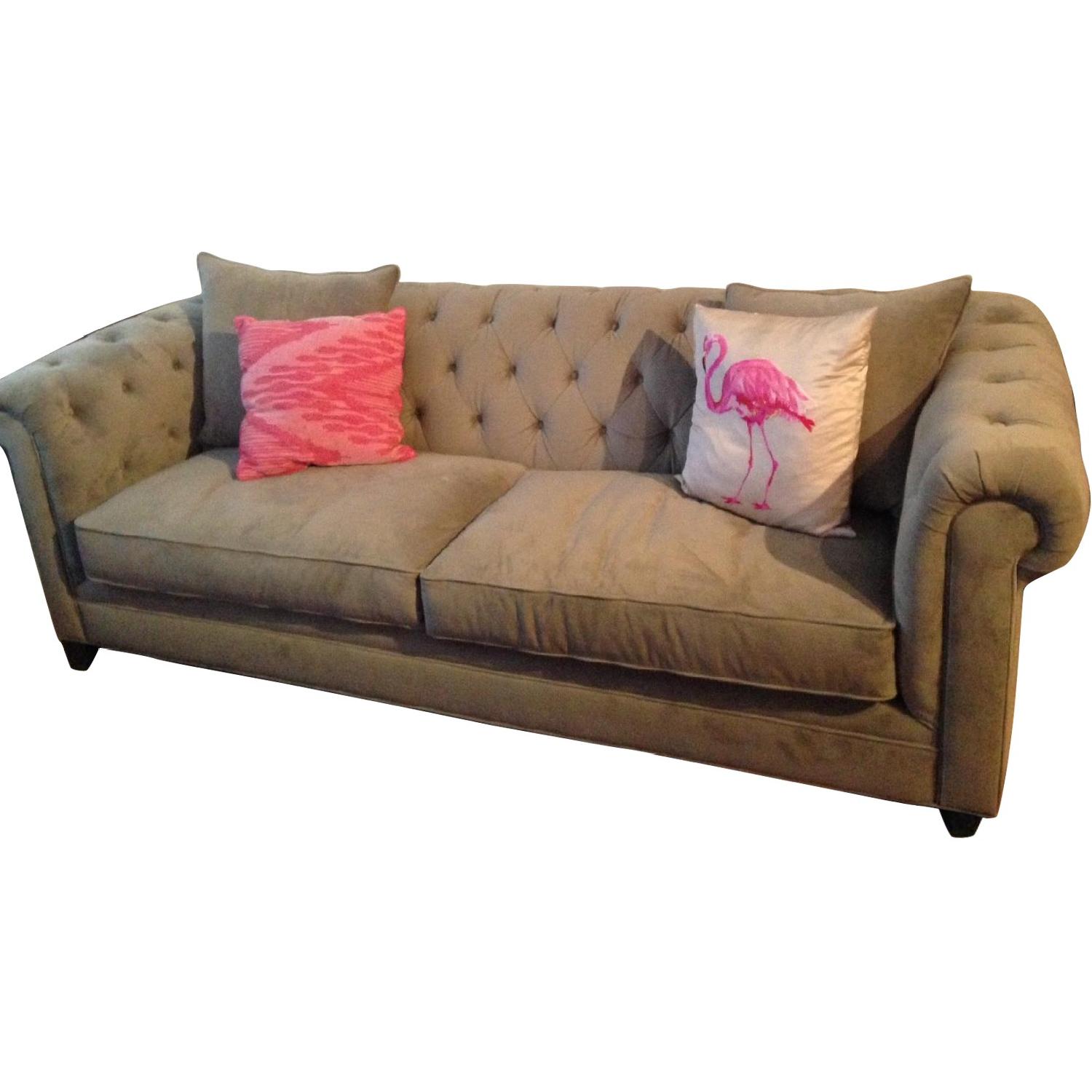 Macy's Grey Tufted Sofa - Martha Stewart Collection - image-0