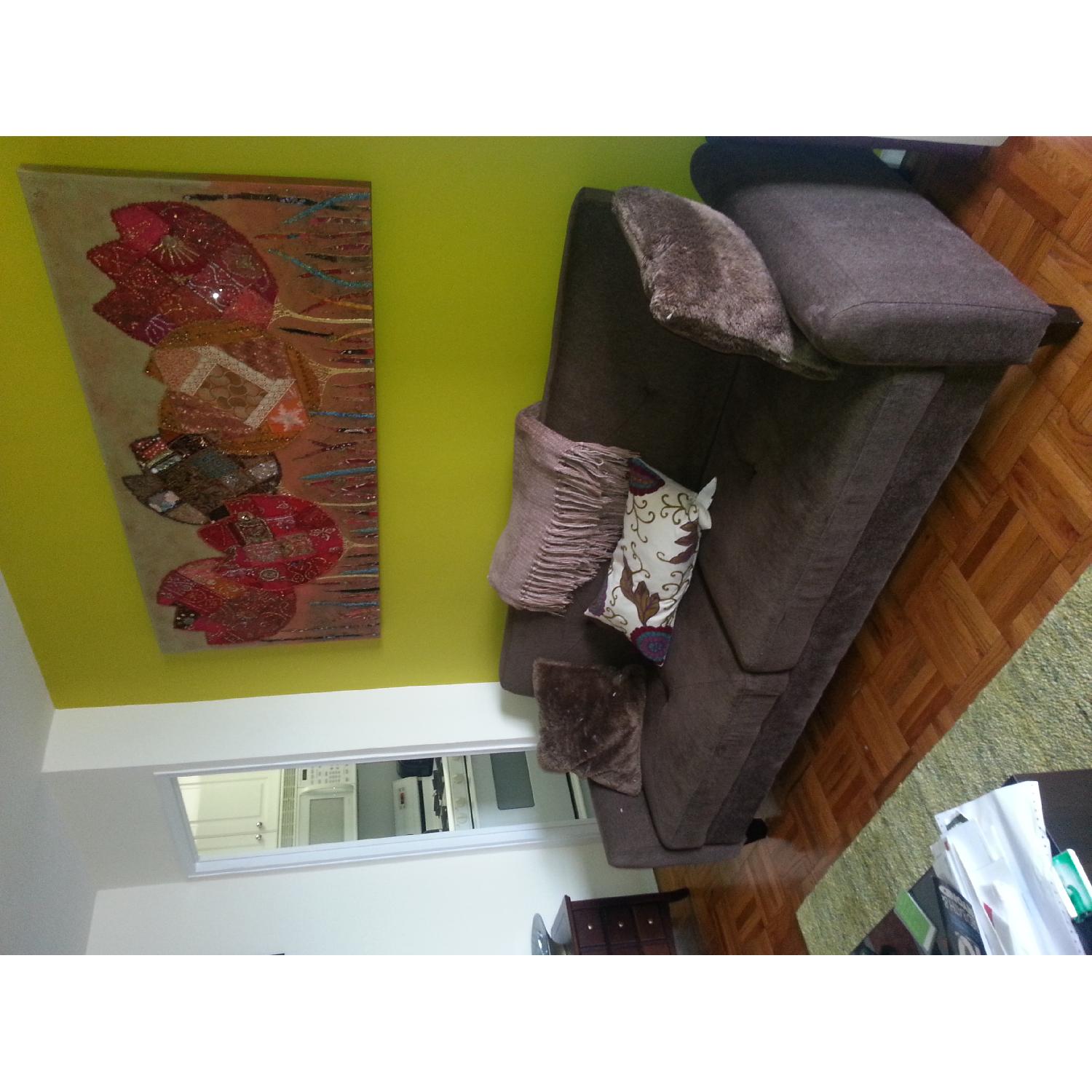 Pier 1 Imports Beautiful Canvas Embroidered Tulips Wall Art - image-1