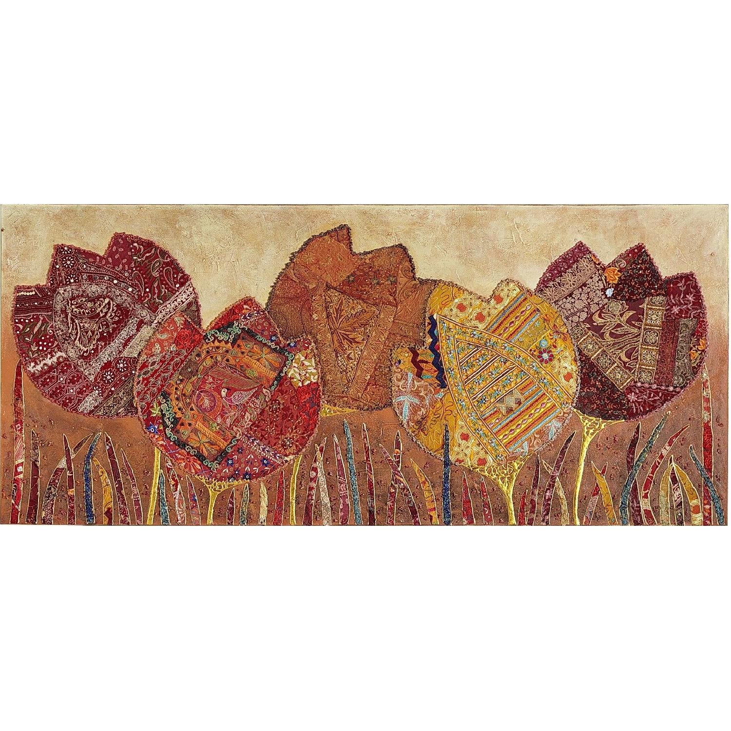 Pier 1 Imports Beautiful Canvas Embroidered Tulips Wall Art - image-2