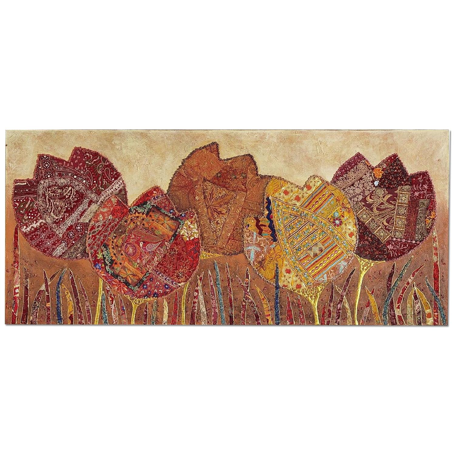 Pier 1 Imports Beautiful Canvas Embroidered Tulips Wall Art - image-5