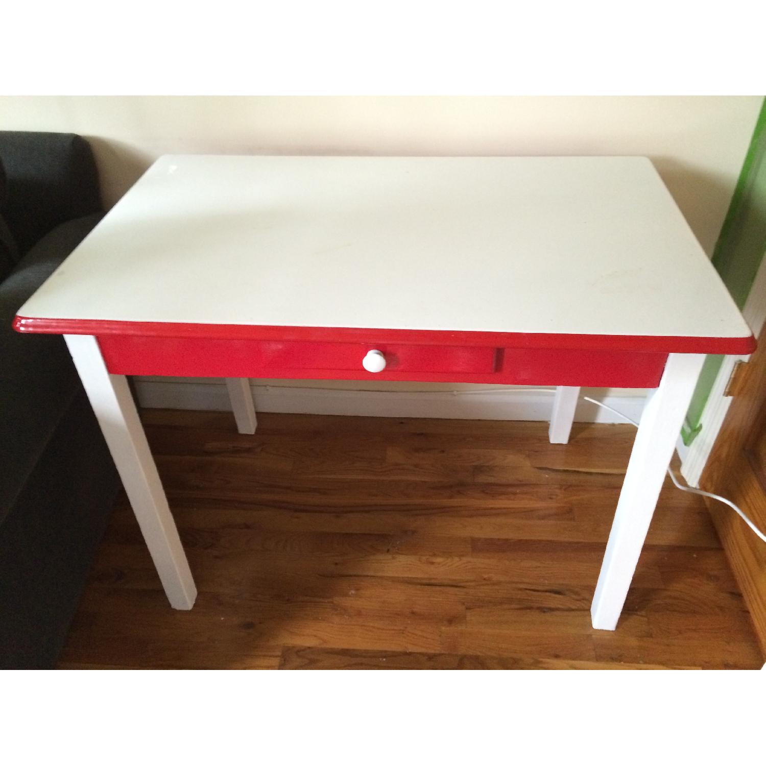 Vintage Enamel-Top Kitchen Table - image-2
