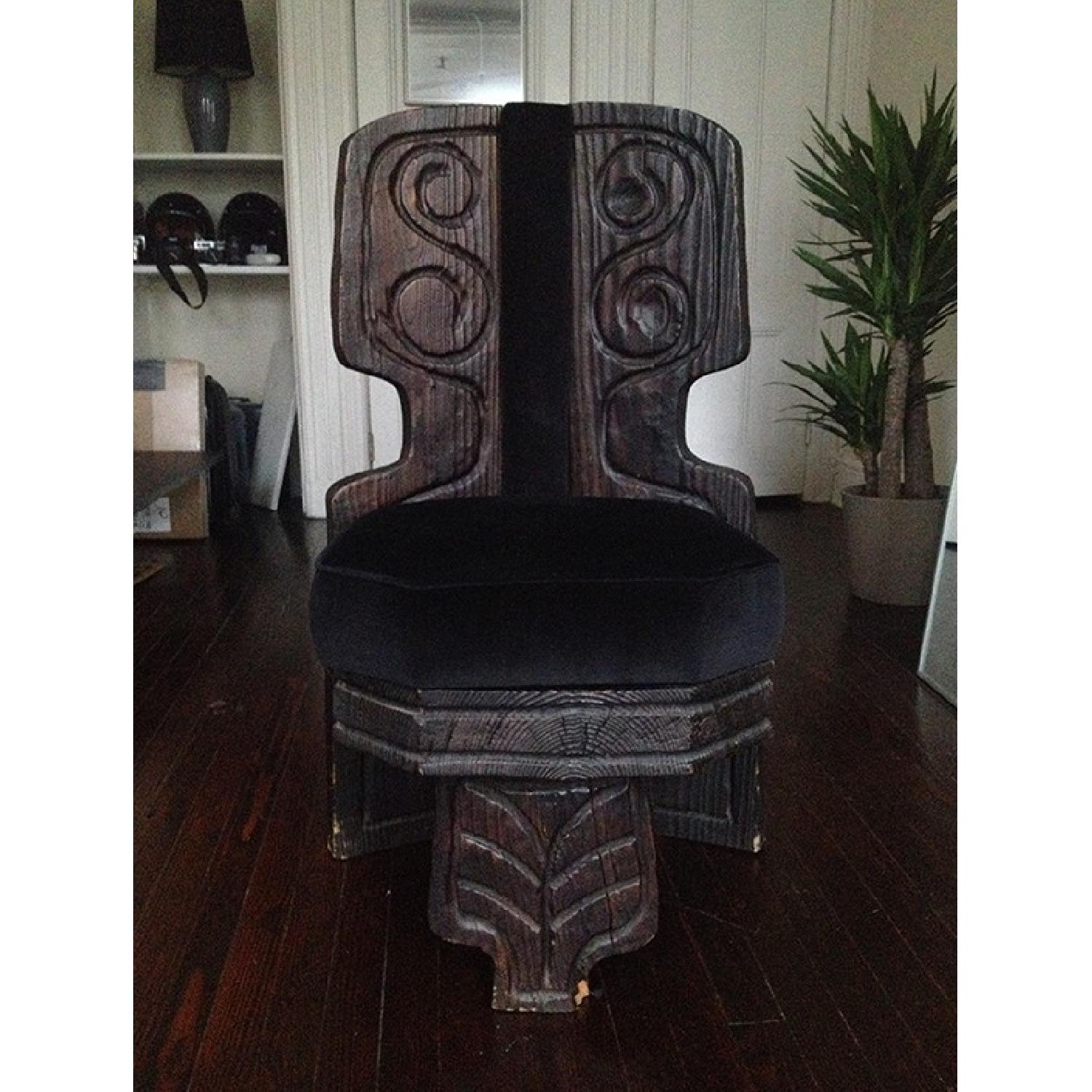 Hand-Carved Wooden Chair - image-3