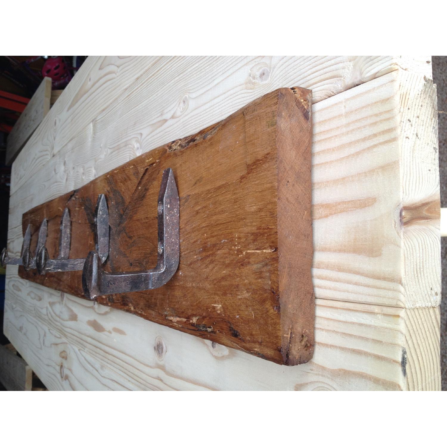 Railroad Spike Coat Hanger On Reclaimed Wood - image-3