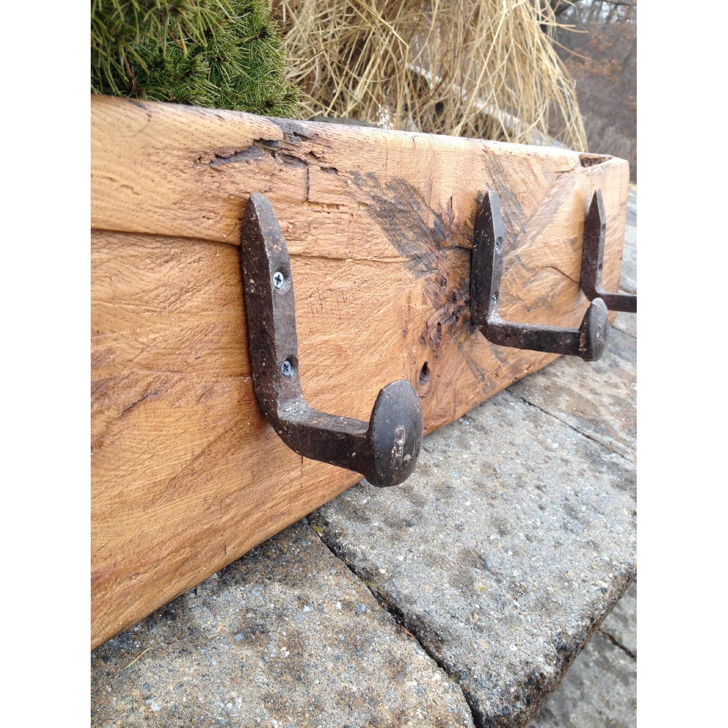 Railroad Spike Coat Hanger On Reclaimed Wood - Thumbnail 2