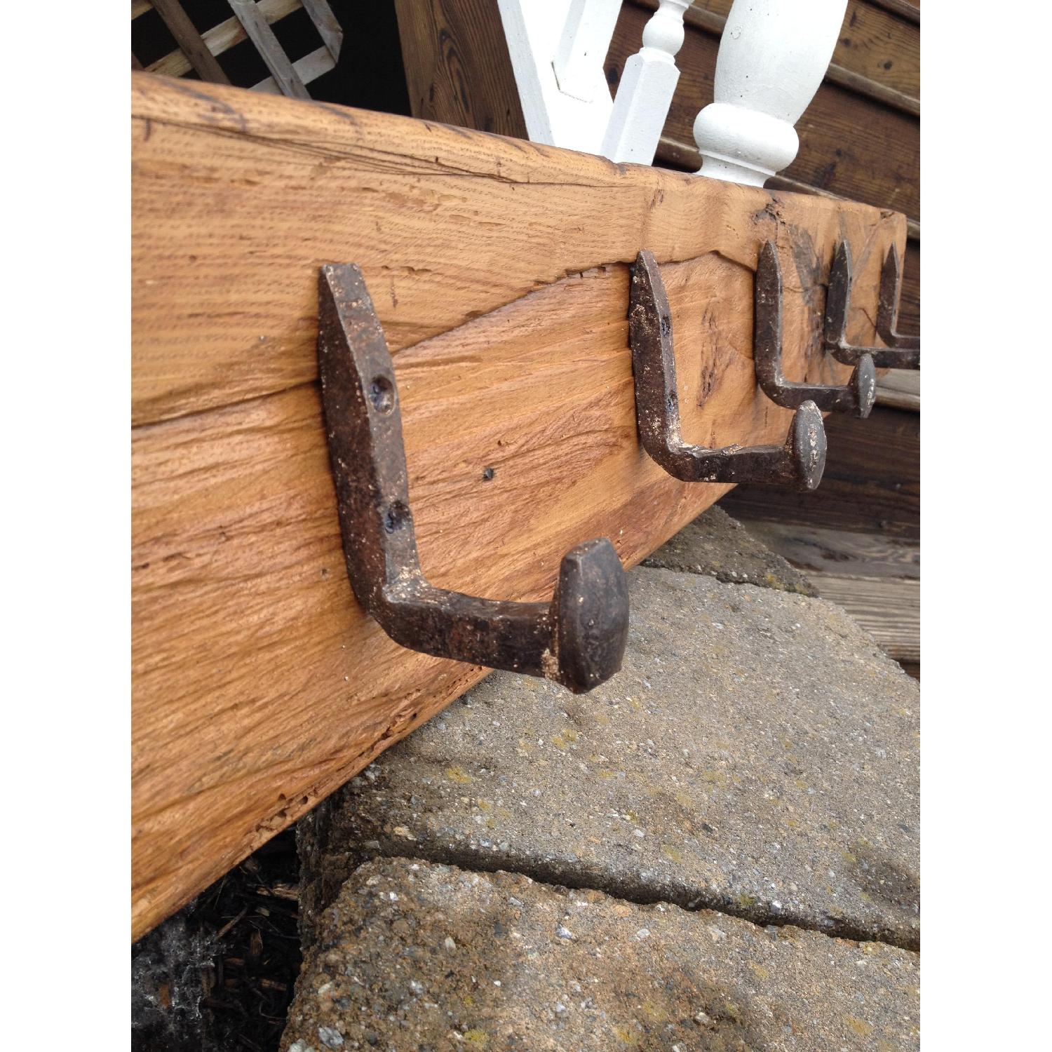 Railroad Spike Coat Hanger On Reclaimed Wood - Thumbnail 3