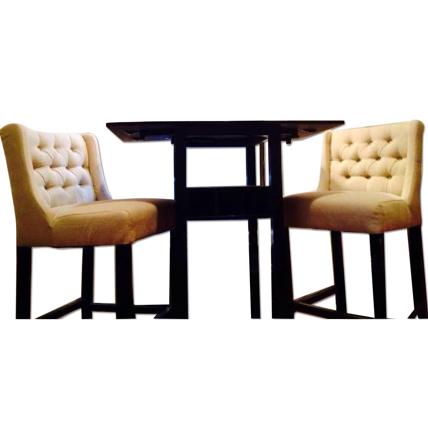 LUXE TUFTED CYNTHIA ROWLEY PUB CHAIRS & DROP-LEAF/WINE RACK PUB TABLE - image-8