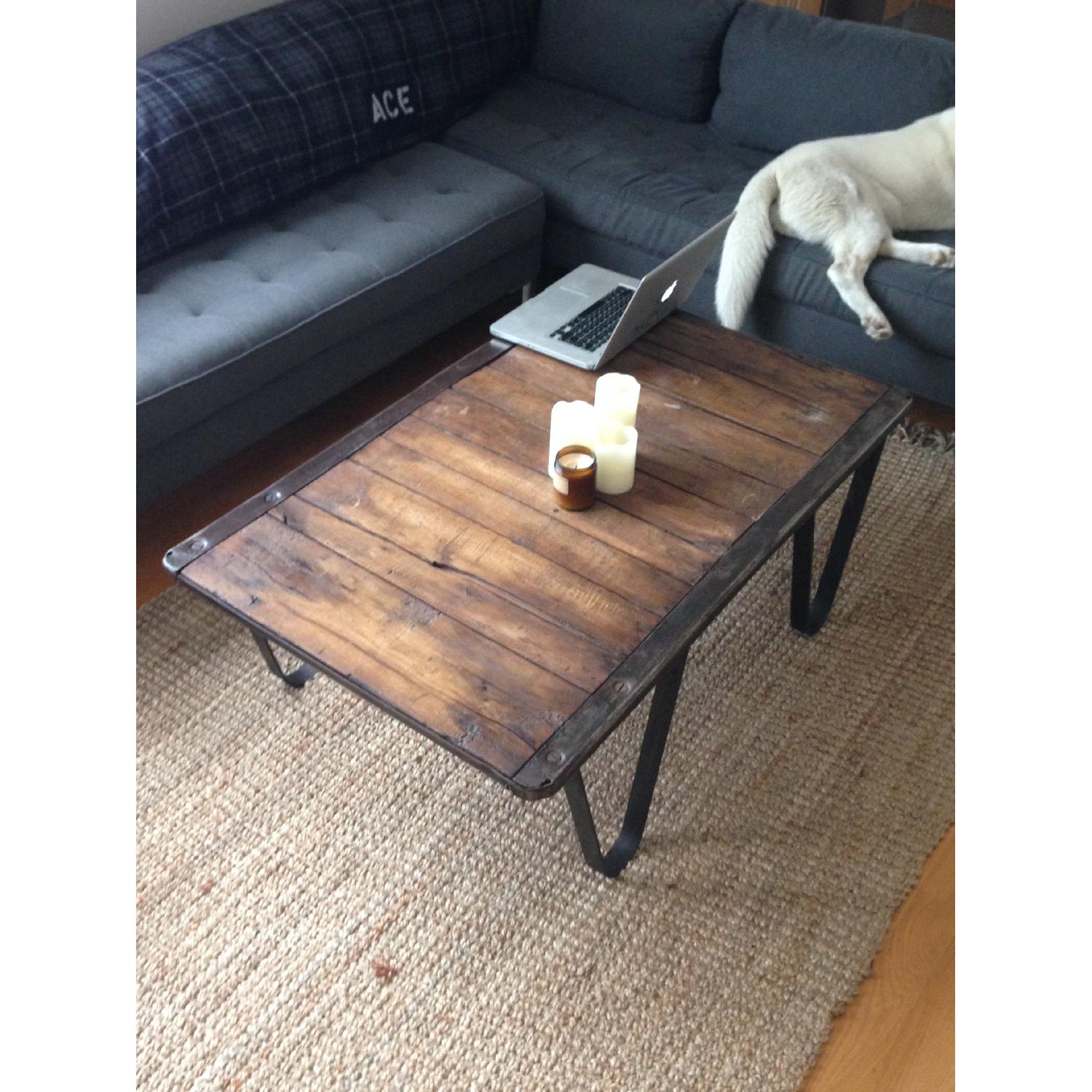Industrial Cast Iron/Wood Coffee Table - image-4