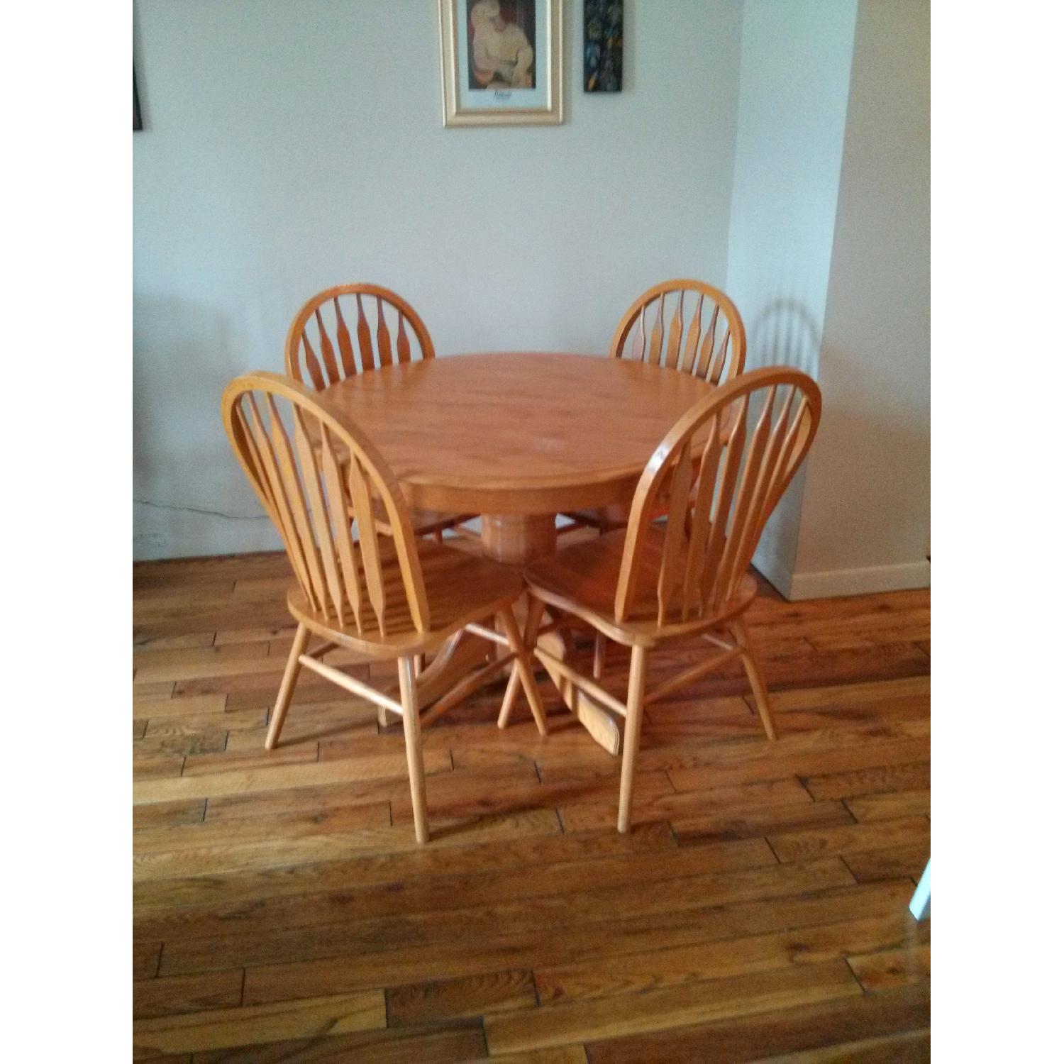 Solid Oak Dining Table with 4 Chairs - image-1