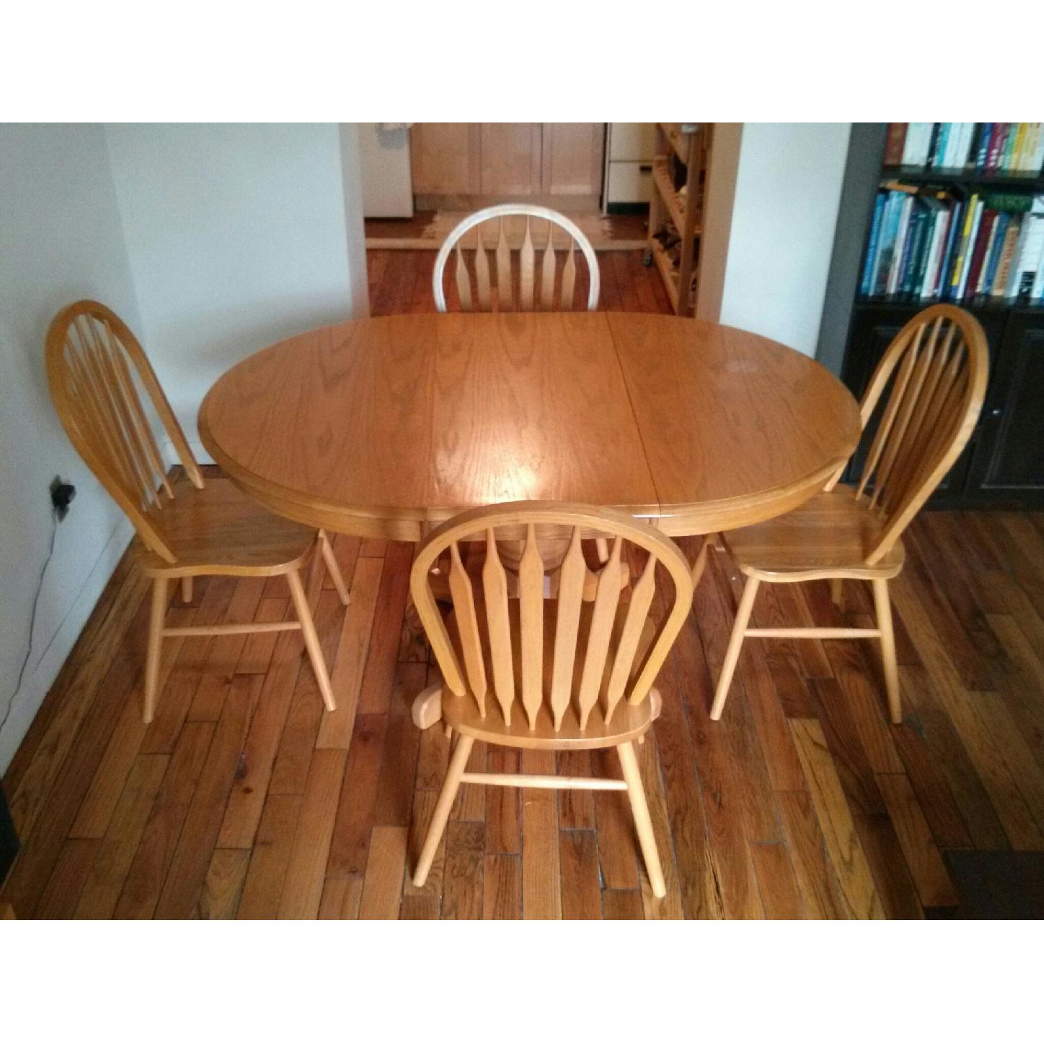 Solid Oak Dining Table with 4 Chairs - image-2