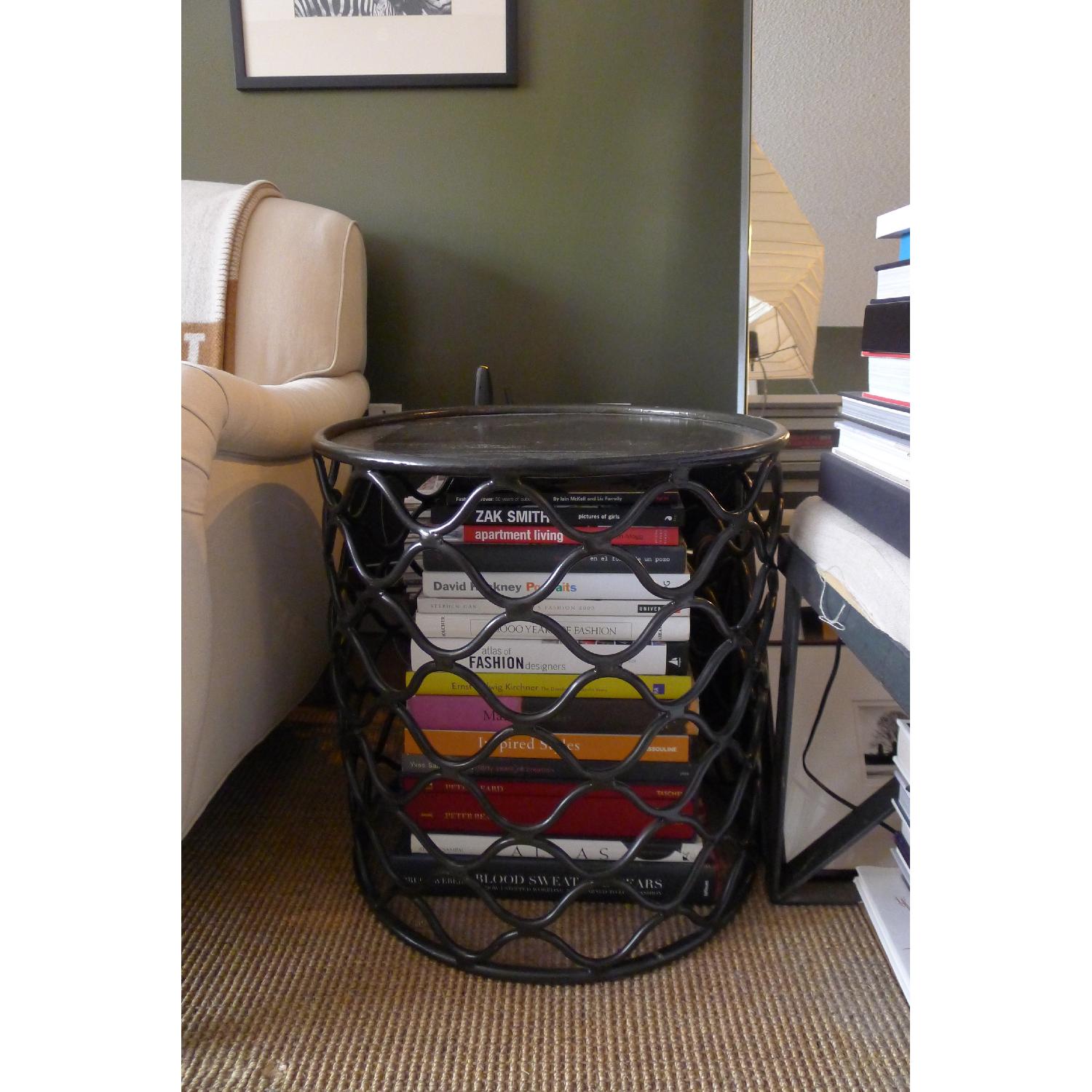 Black Metal Round Side Table - image-2