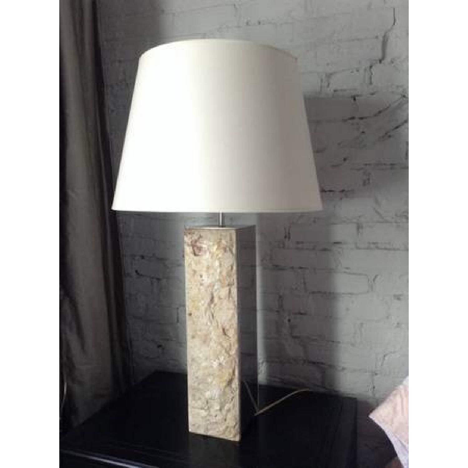 Mid Century Marble & Chrome Lamp - image-2