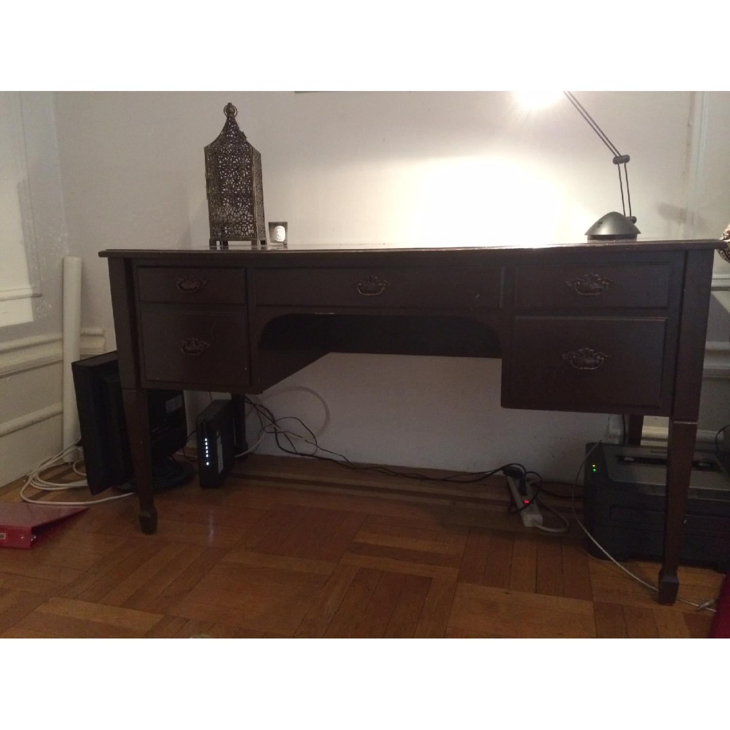 Vintage Dark Wood Desk - image-1