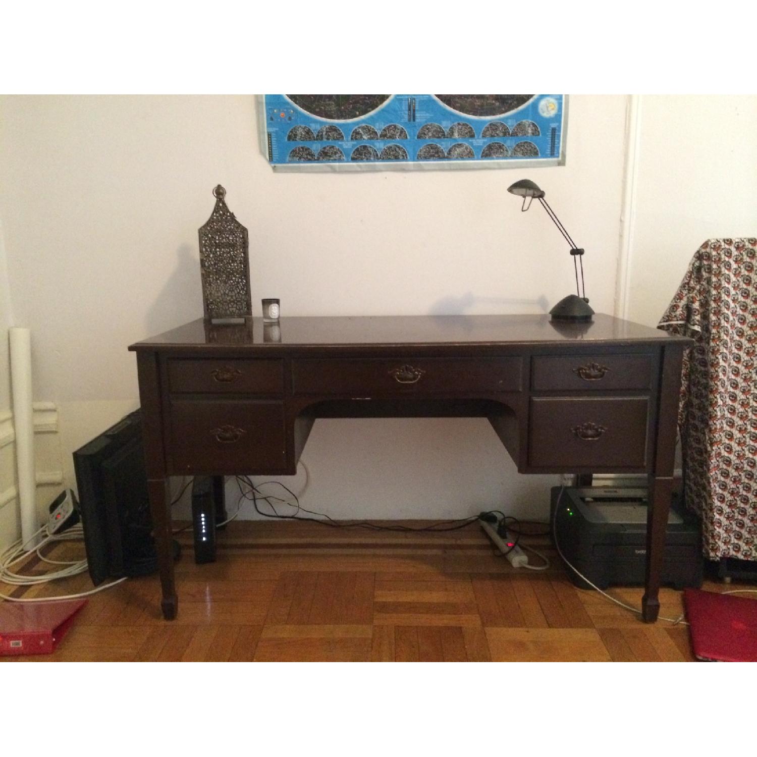 Vintage Dark Wood Desk - image-2
