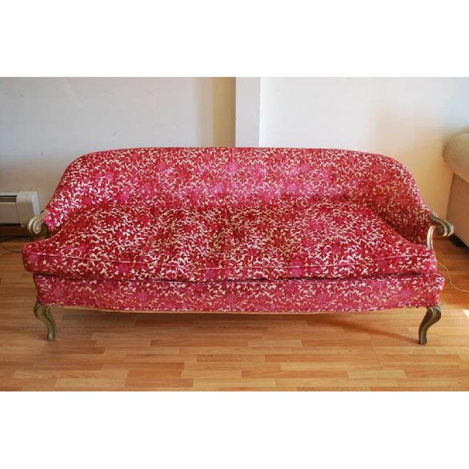 Vintage Red Floral Sofa - image-2