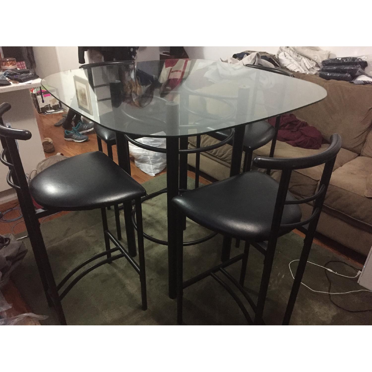 High Glass Top Table w/ 4 Chairs - image-1